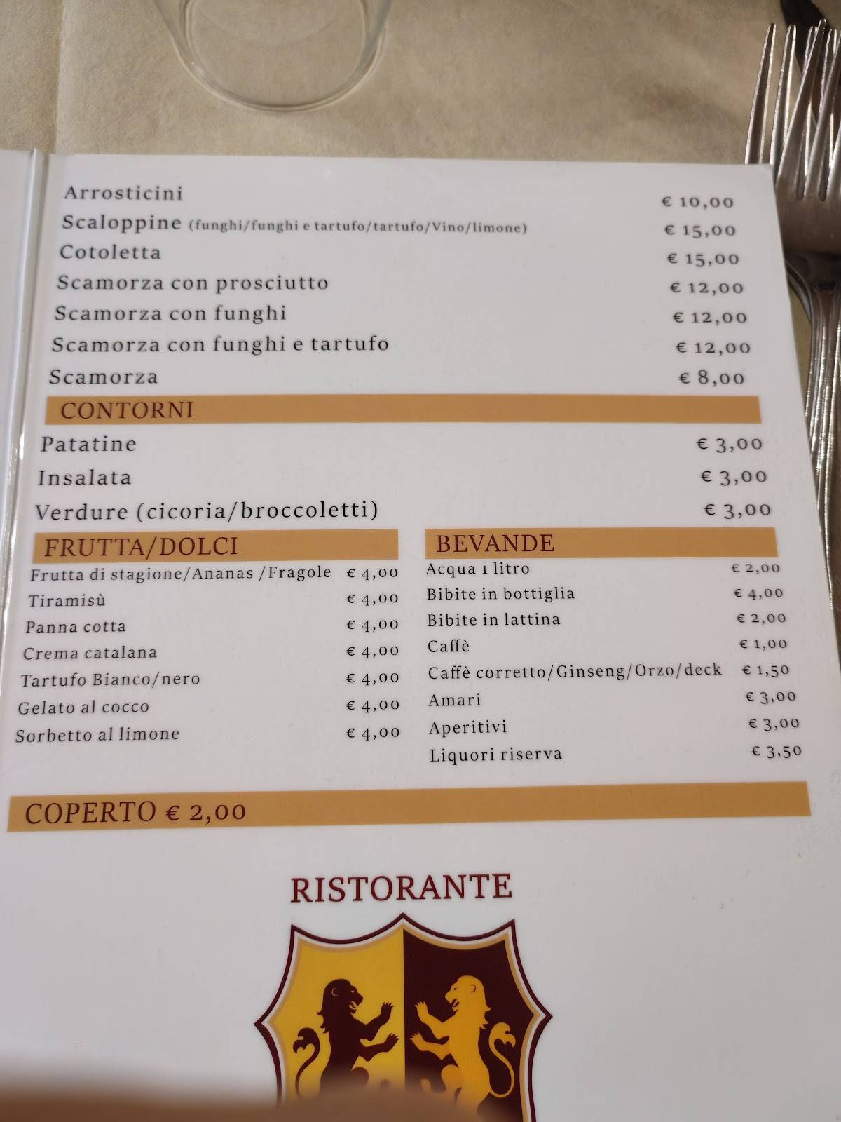 Bar/Ristorante Gio-Ric меню