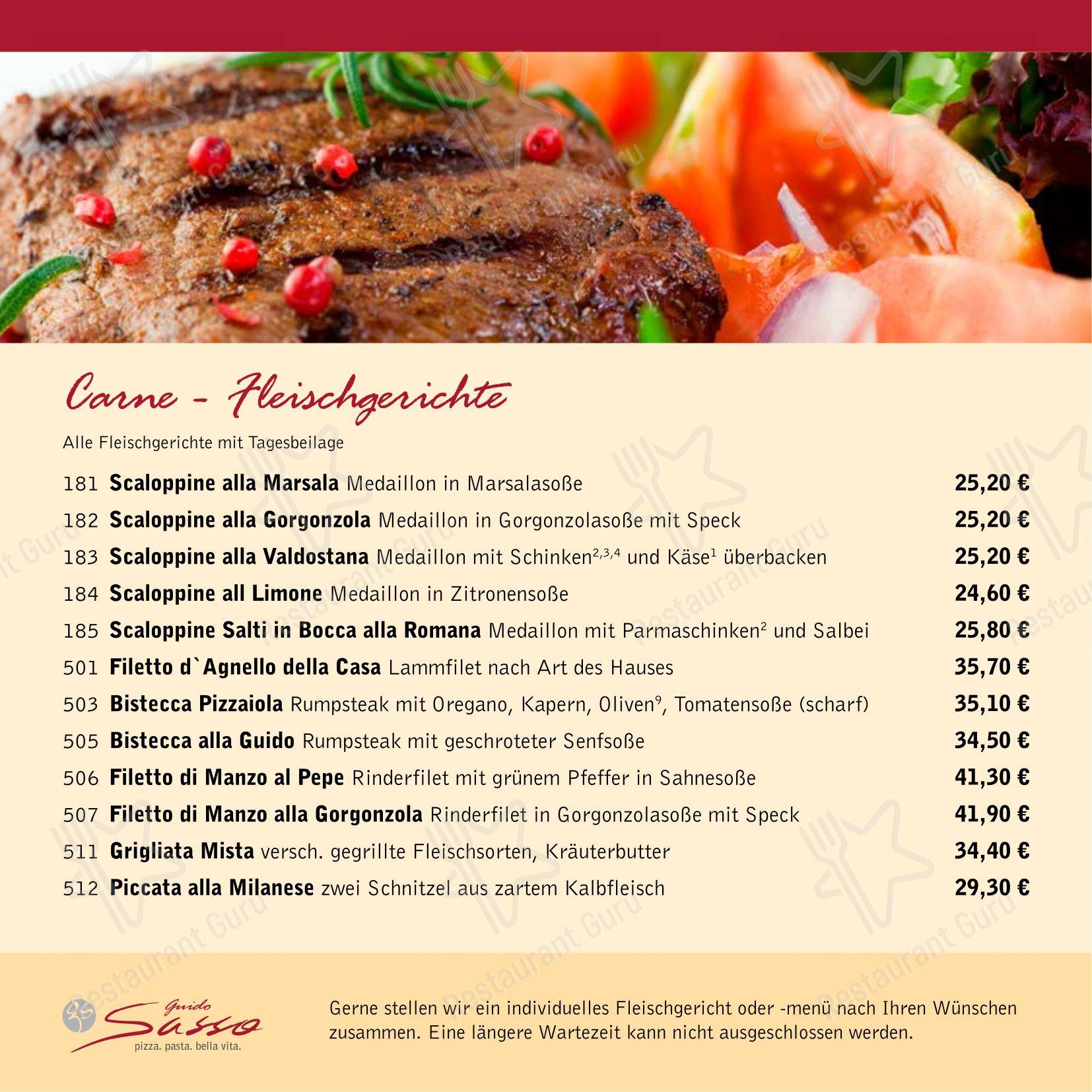 Меню пиццерии Ristorante Guido Sasso - 菜单