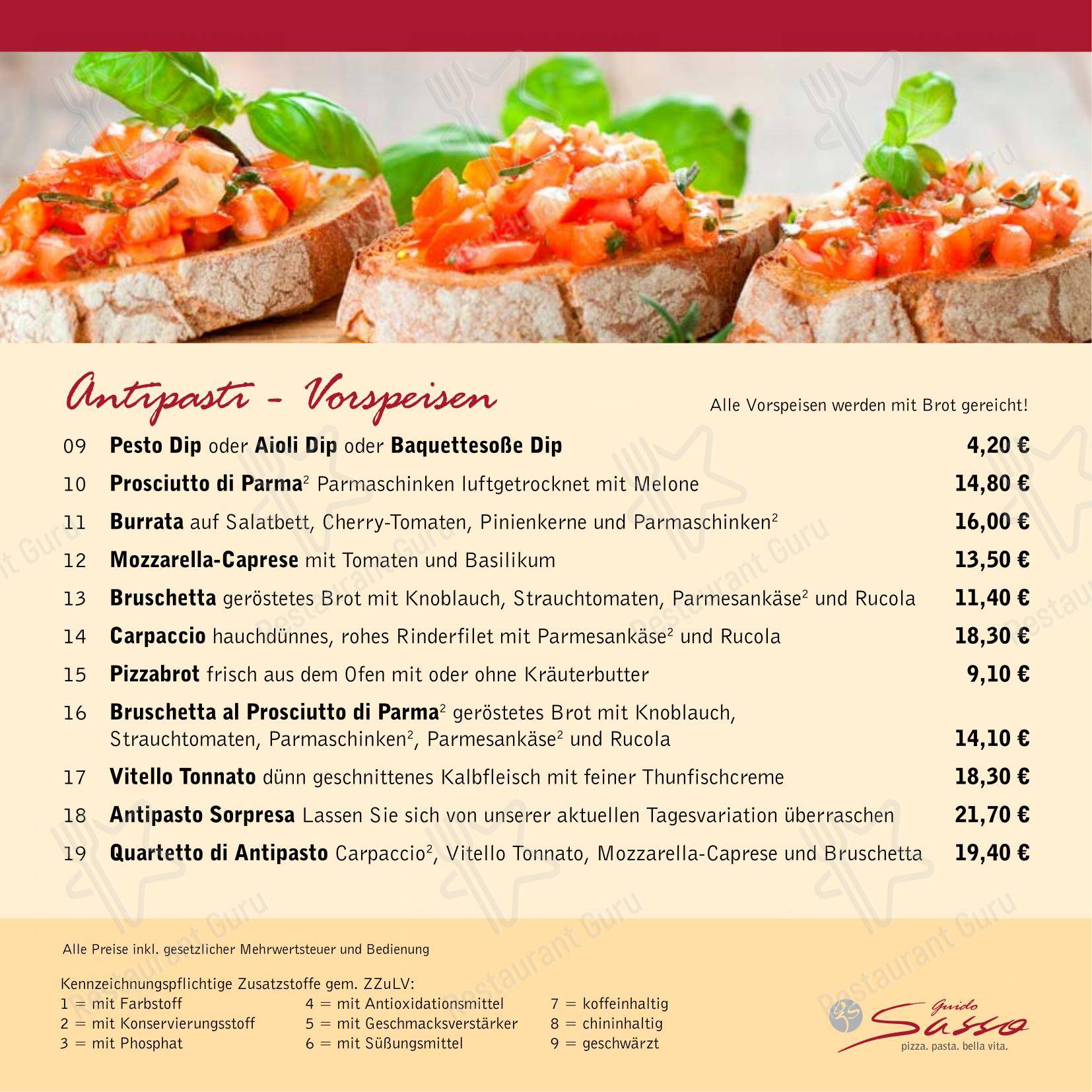 Ristorante Guido Sasso в Растеде - 菜单