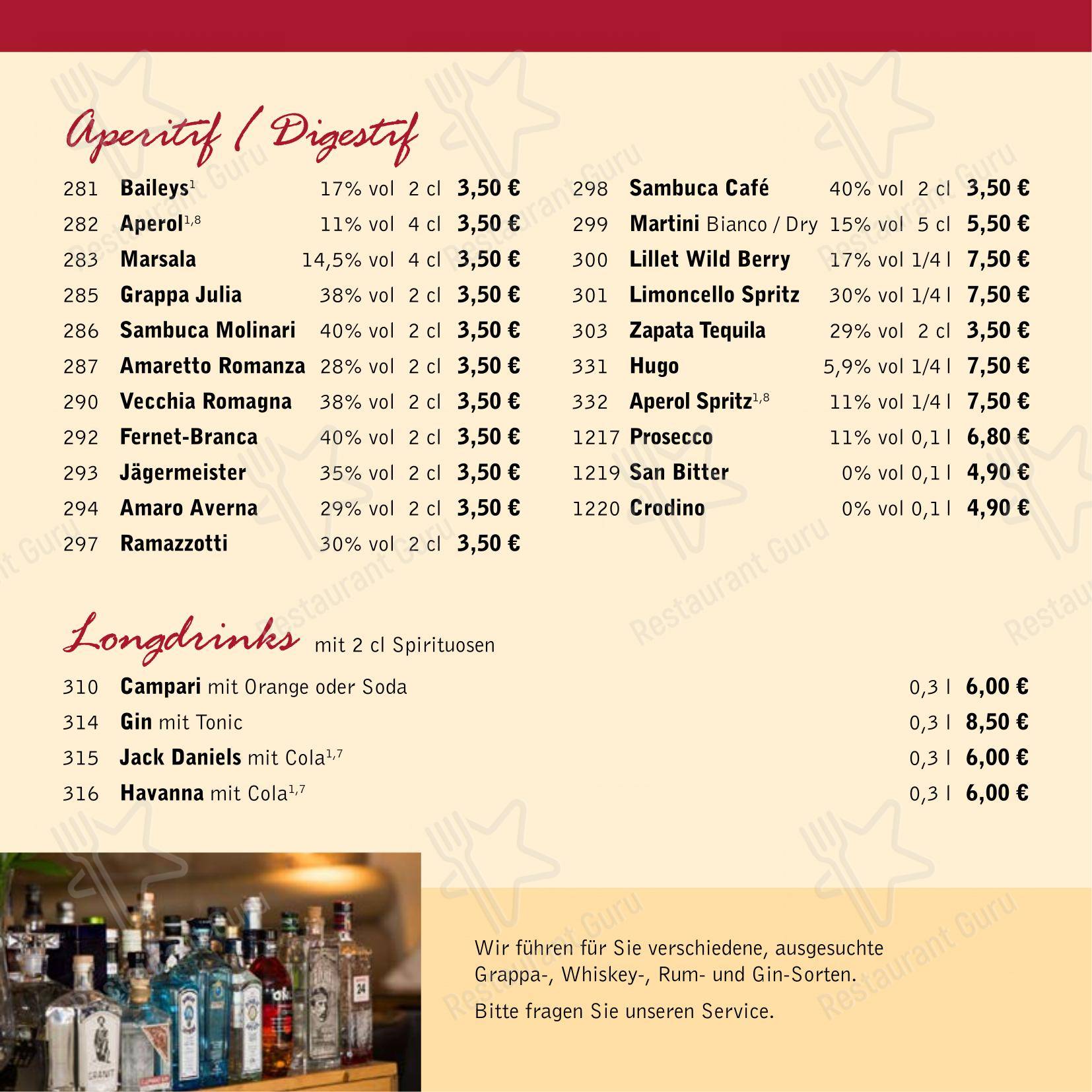 Ristorante Guido Sasso в Растеде - 菜单