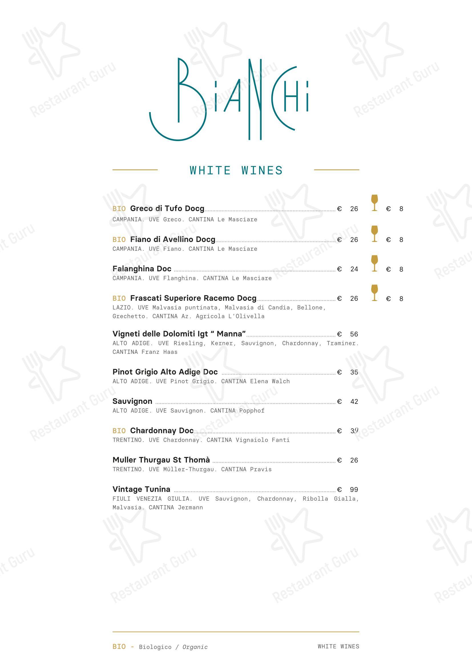 Меню напитков ресторана Ristorante dei Condotti