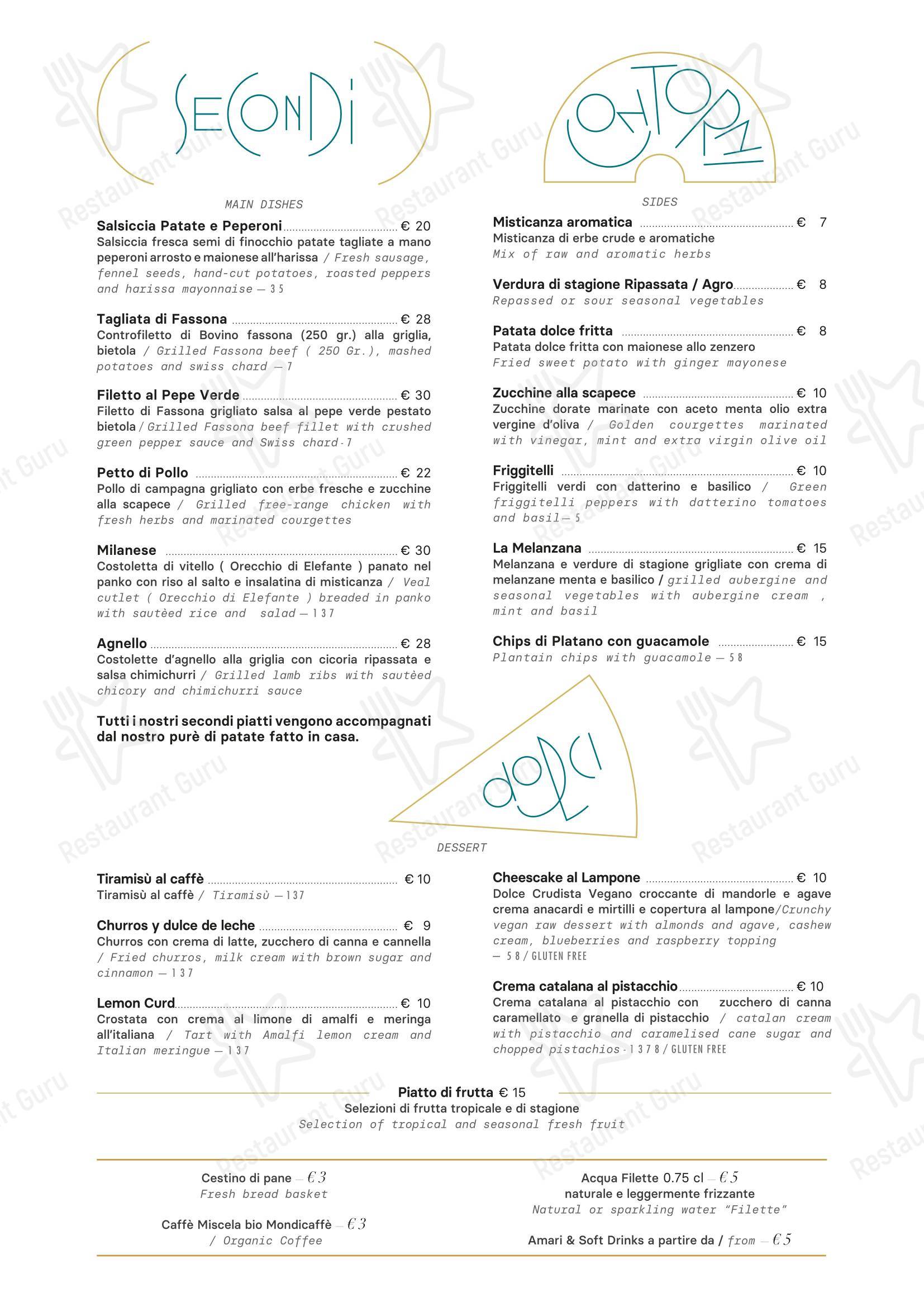 Меню ресторана Ristorante dei Condotti