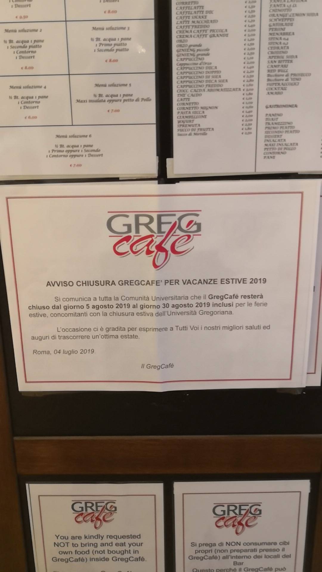 Greg Café меню