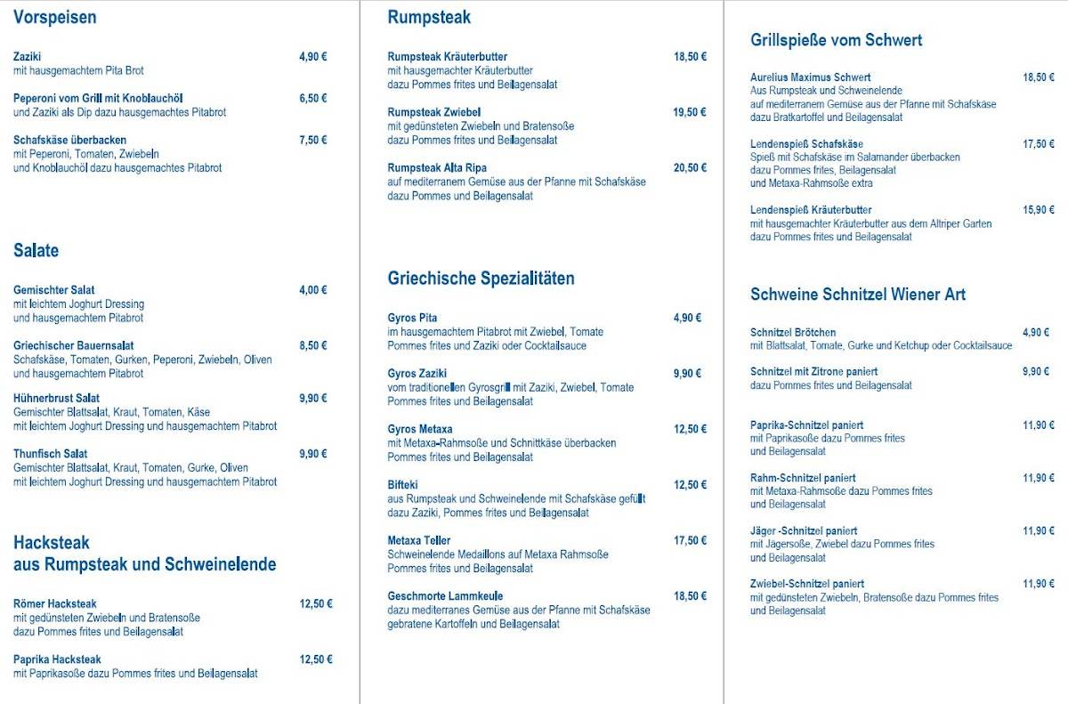 Römerklause меню