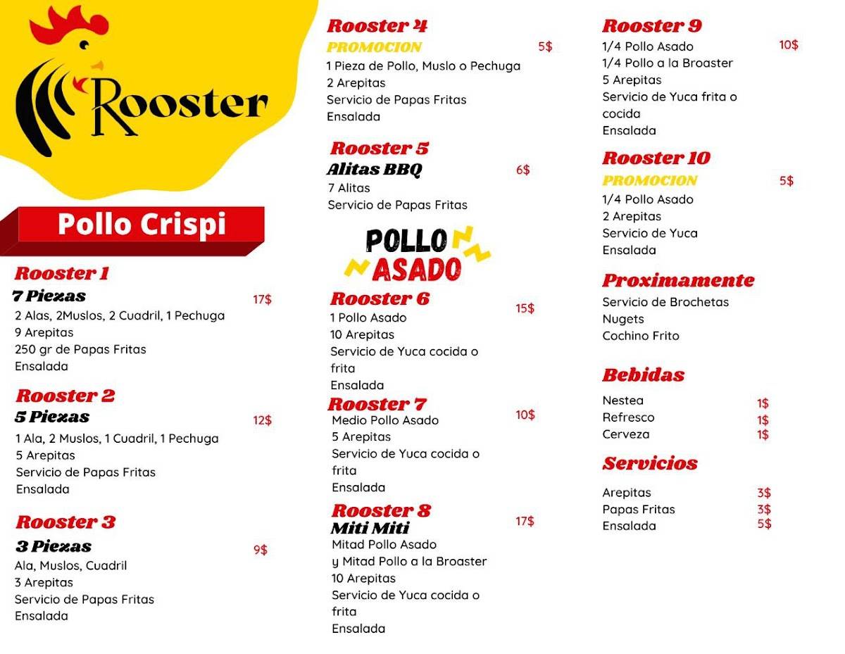Rooster Mérida меню