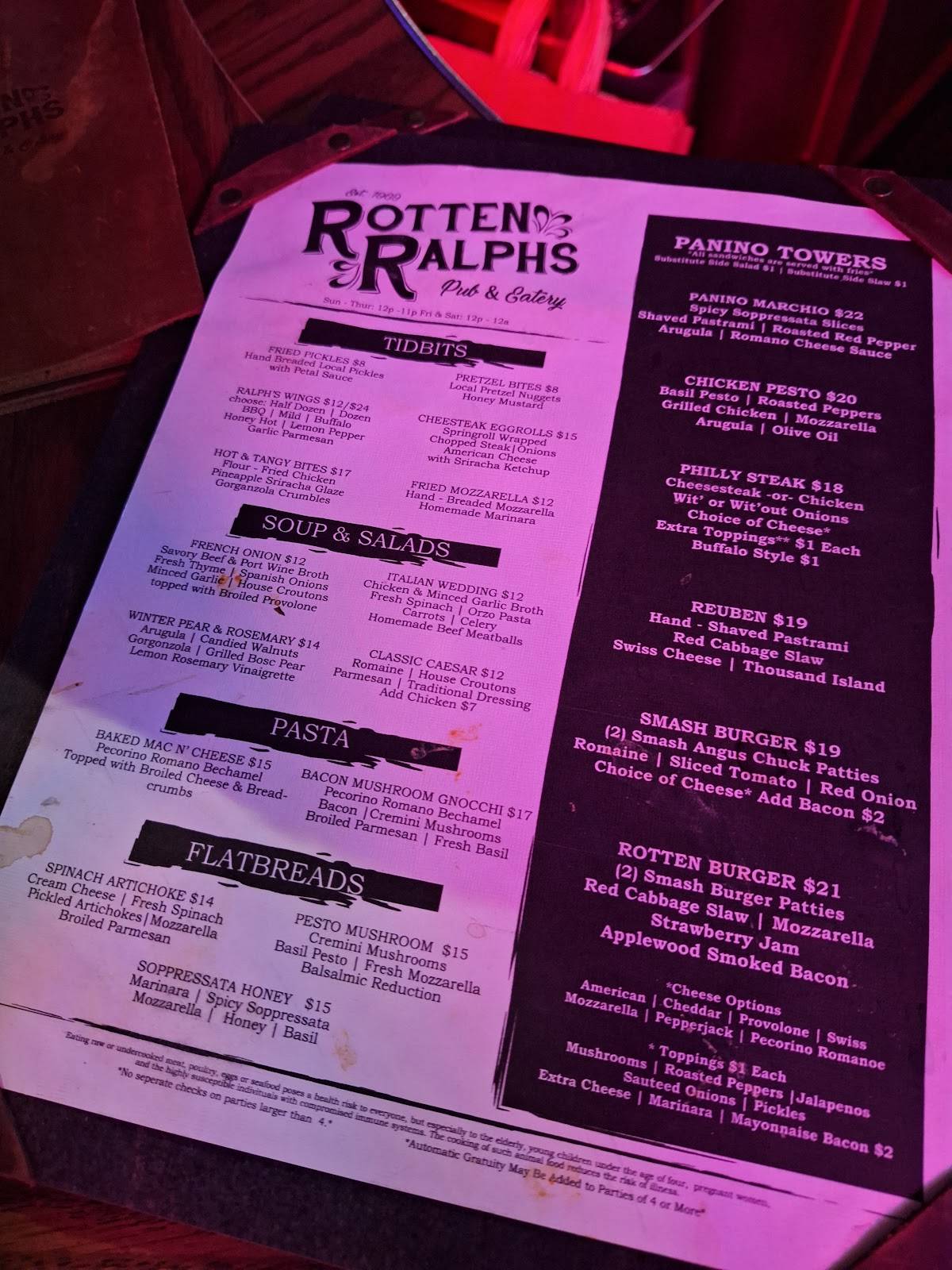 Rotten Ralph's Pub & Eatery меню