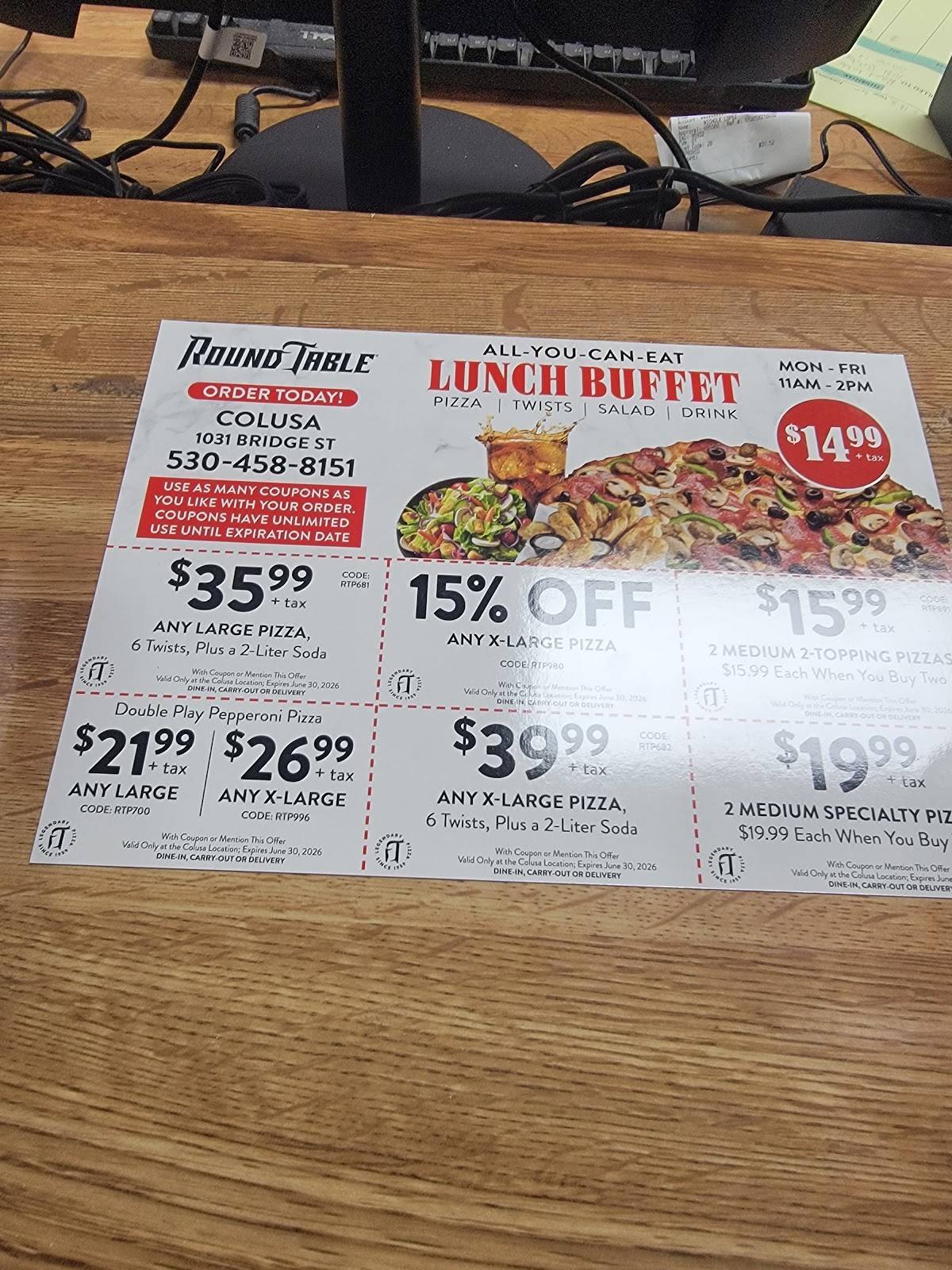 Round Table Pizza меню