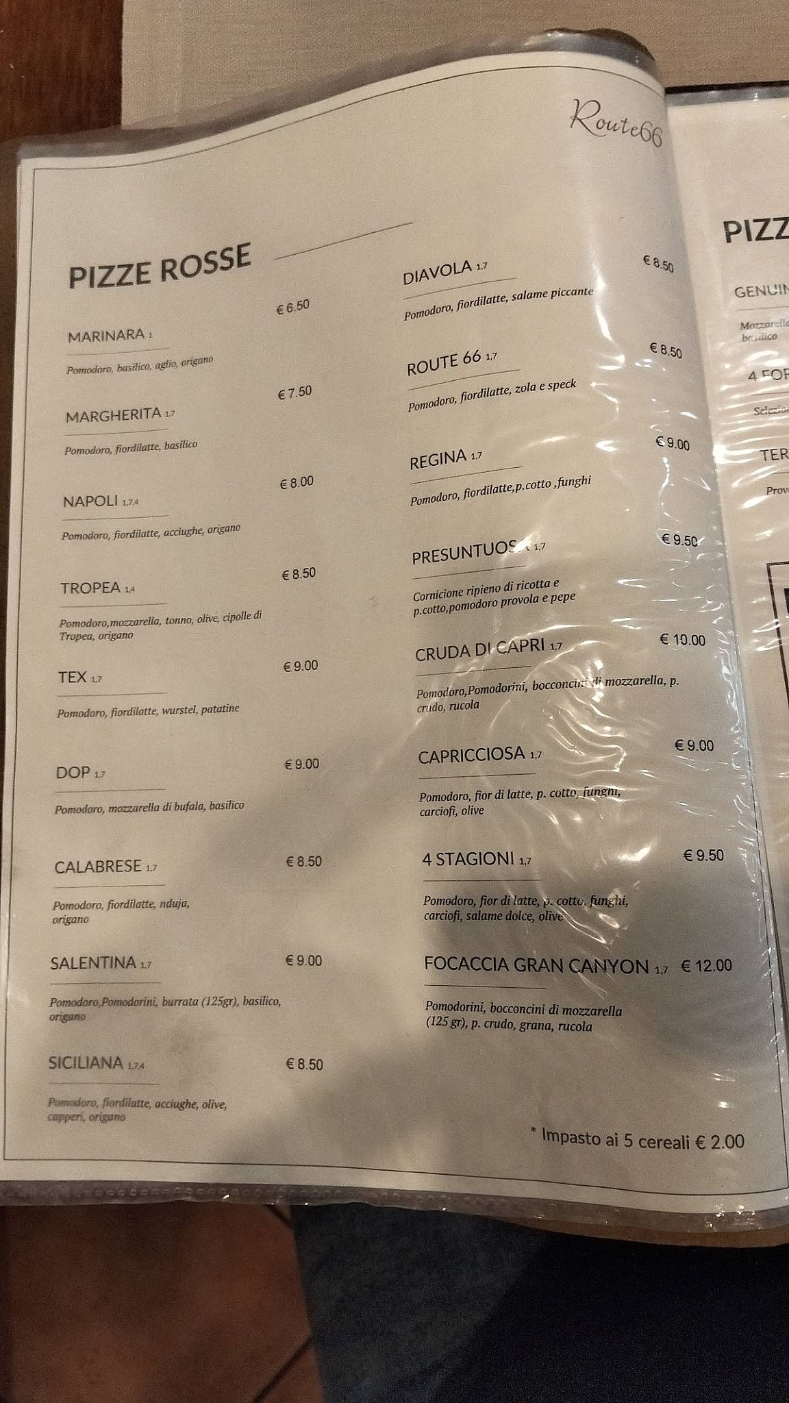 Route 66 Ristorante Pizzeria Italiano меню