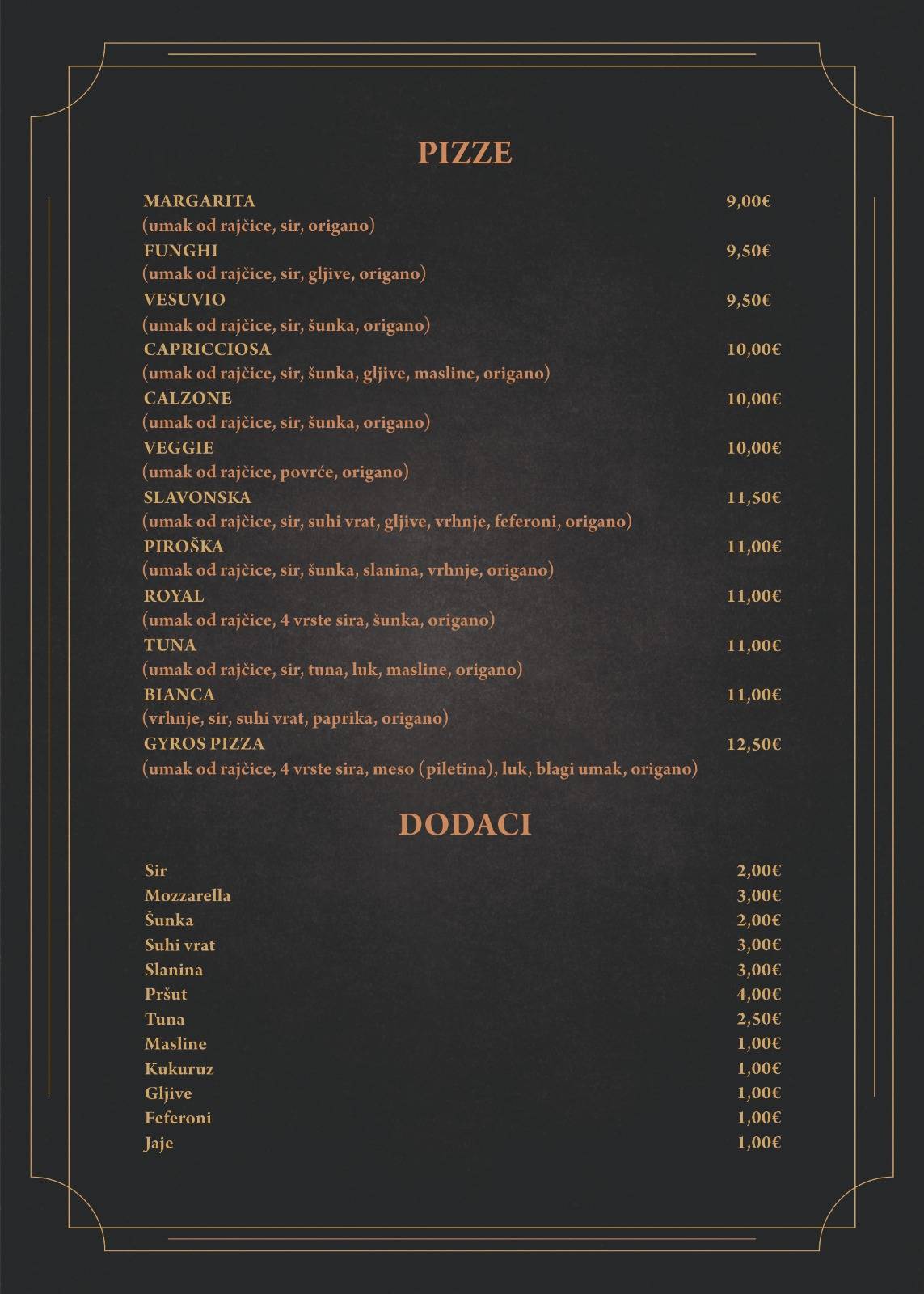 Royal Terrace Caffe Bar меню
