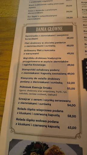 Pub „Esencja Smaku” меню