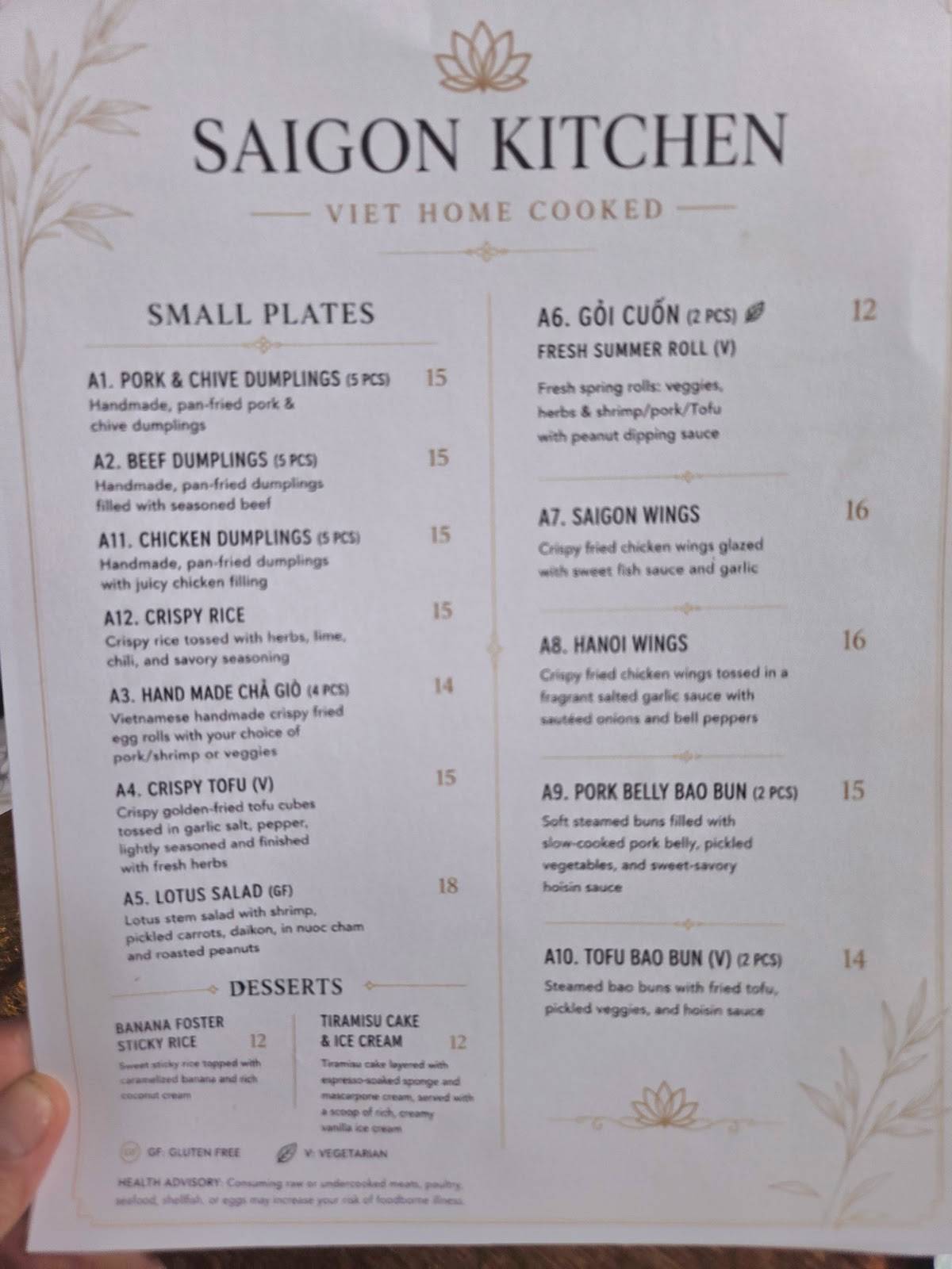 Saigon Kitchen меню