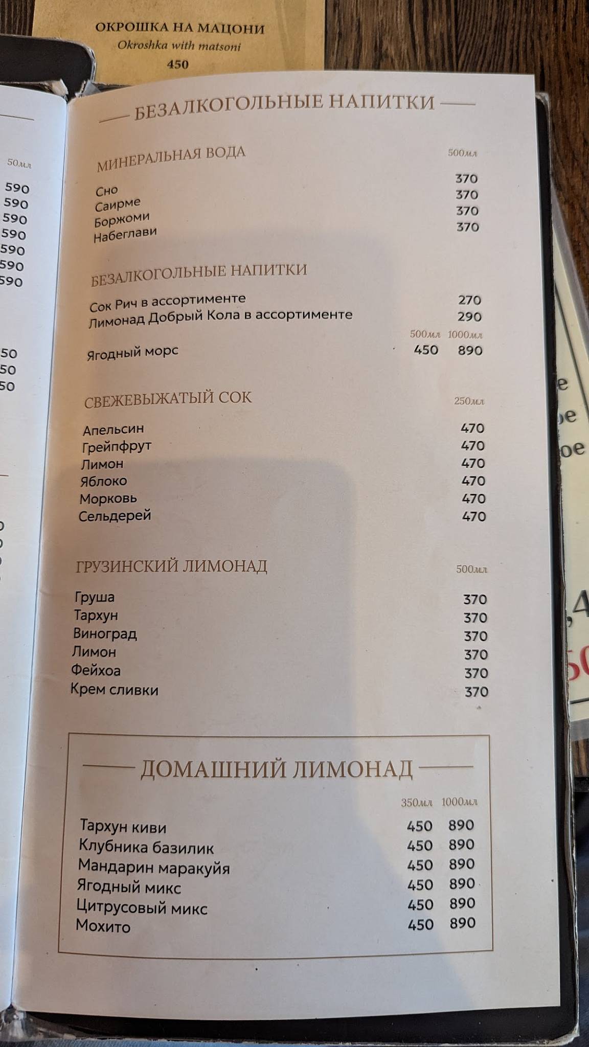 Чача меню