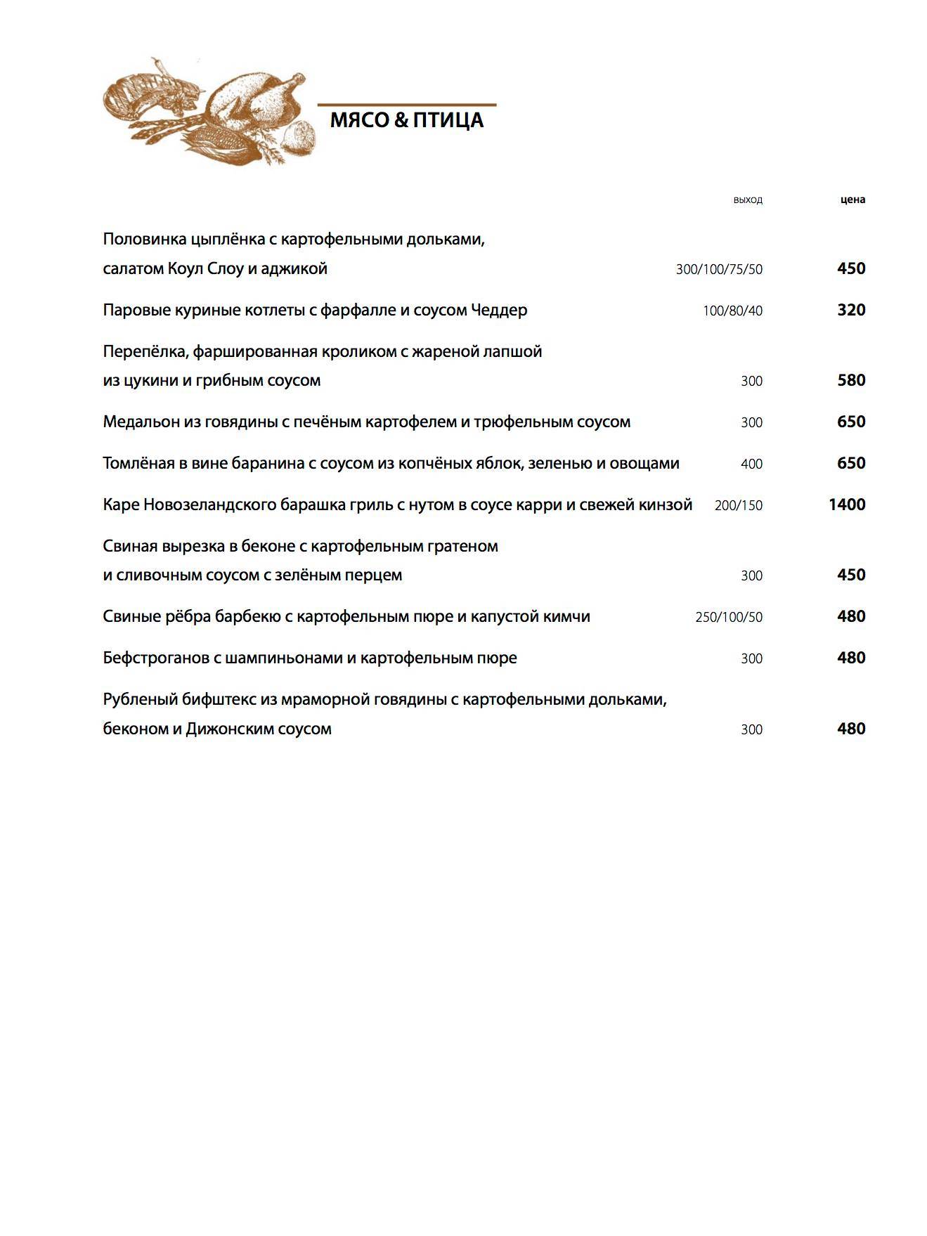 Simfero меню