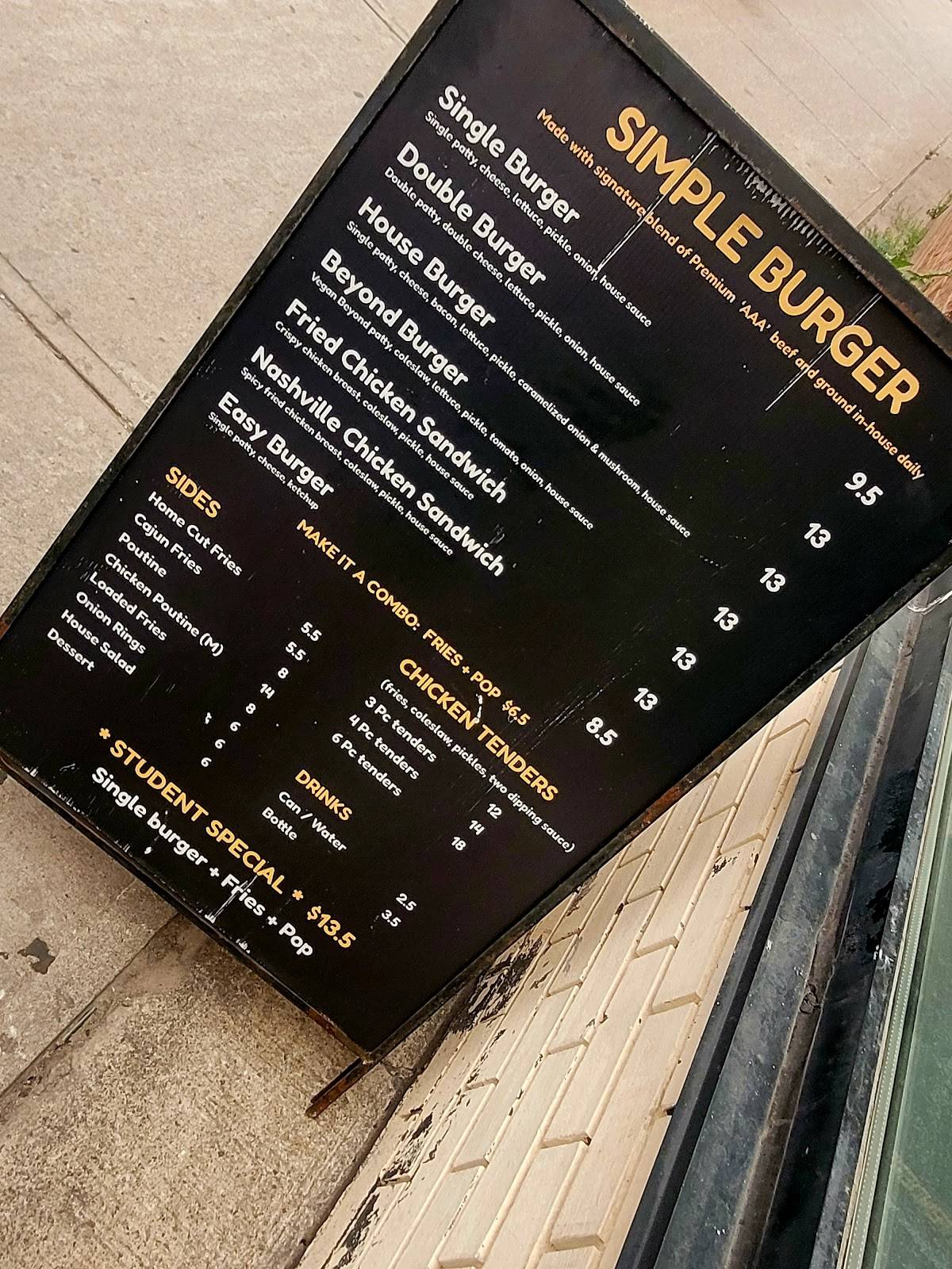 Simple Burger меню