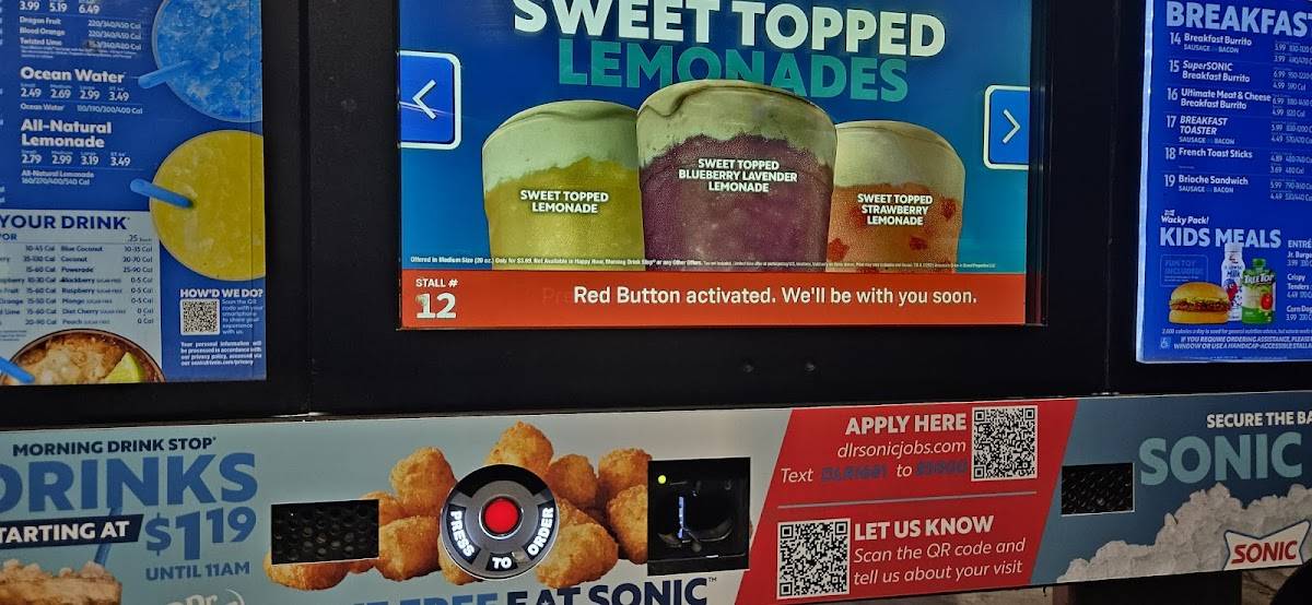 Sonic Drive-In меню