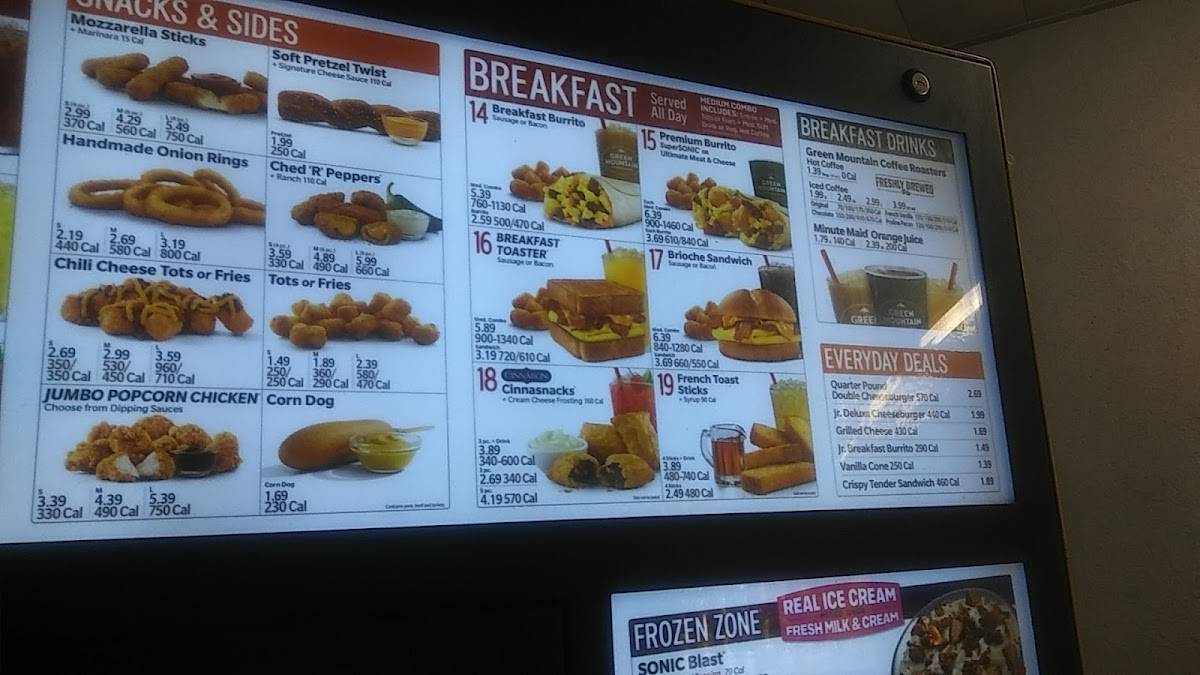 Sonic Drive-In меню