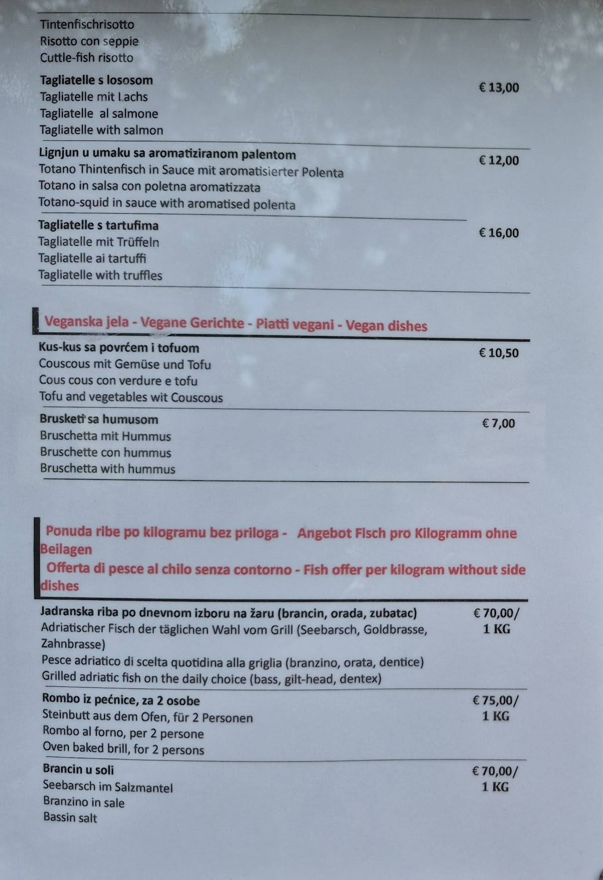 Spaccio Restaurant меню