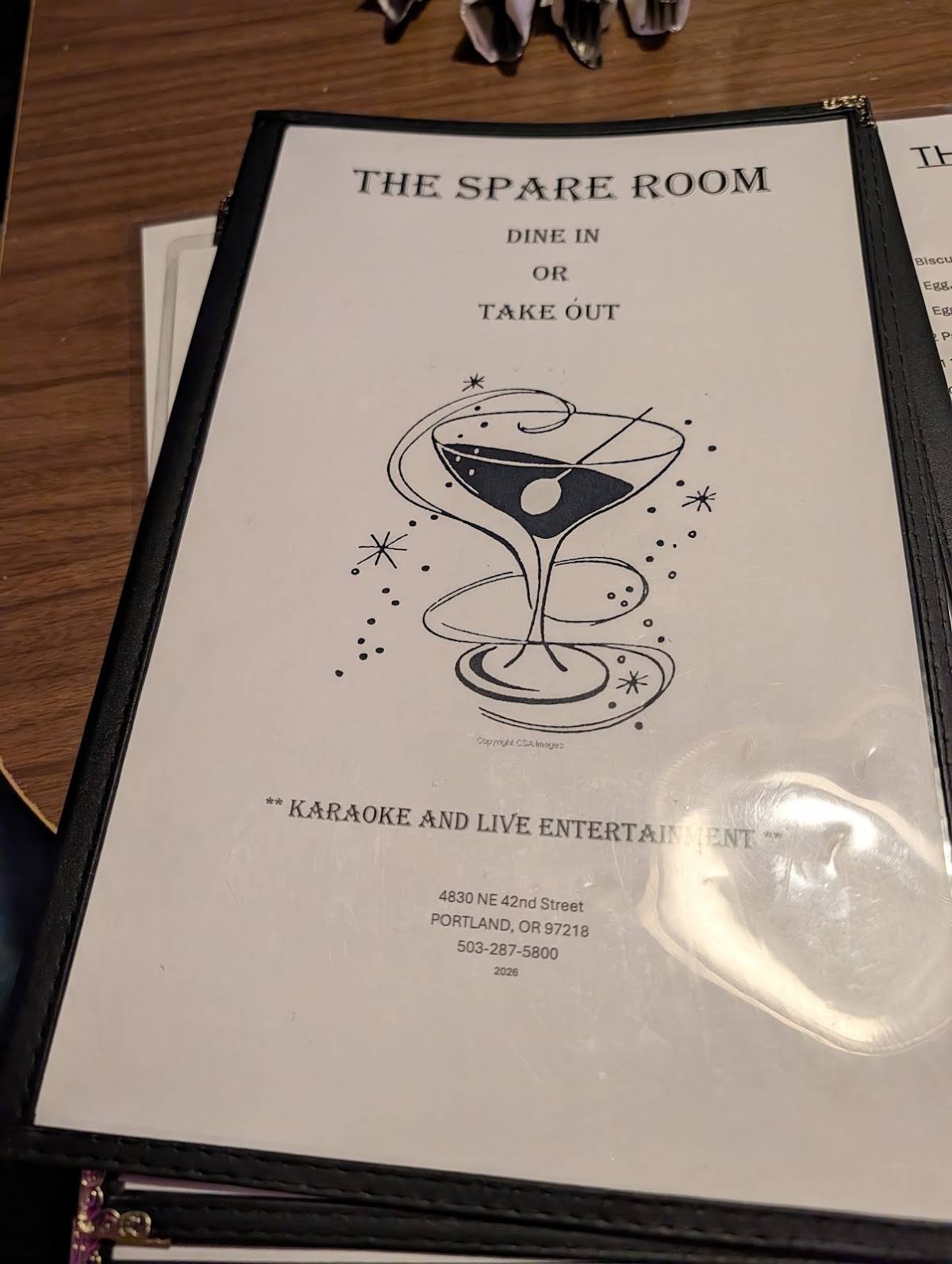 Spare Room Restaurant & Lounge меню