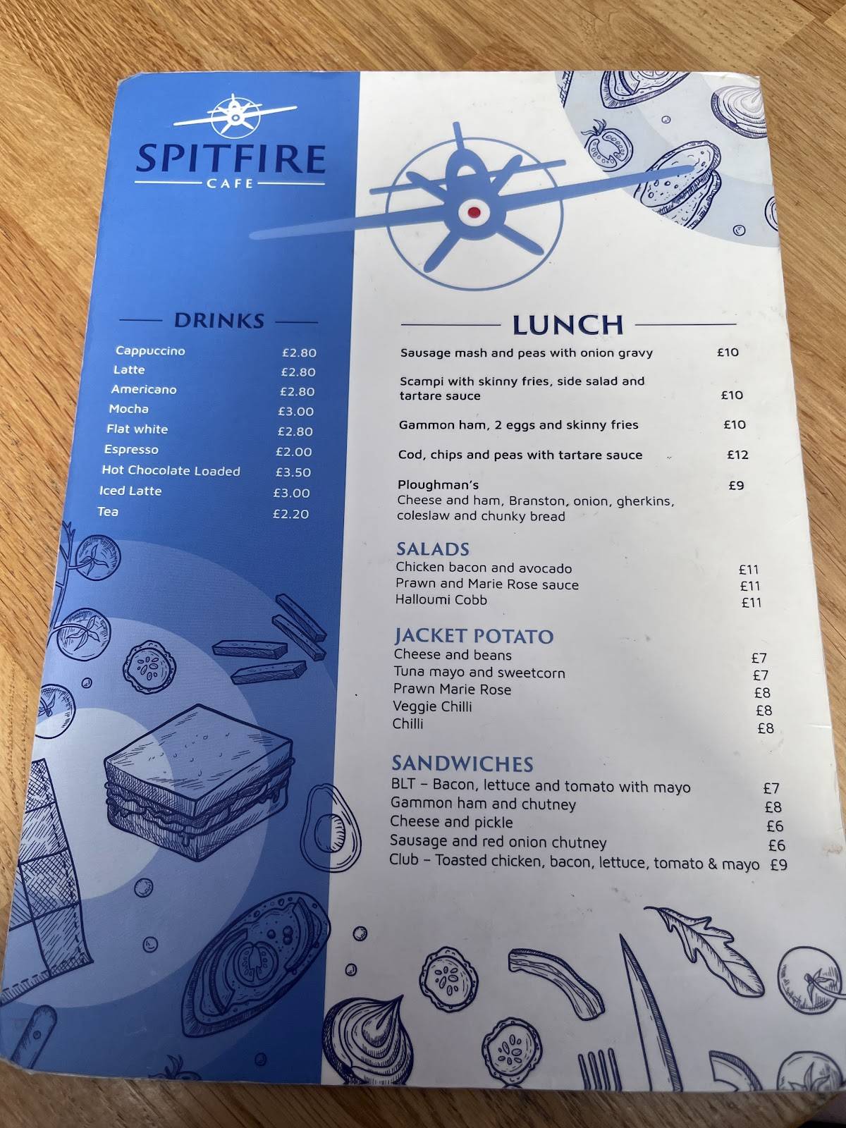 Spitfire cafe manston меню