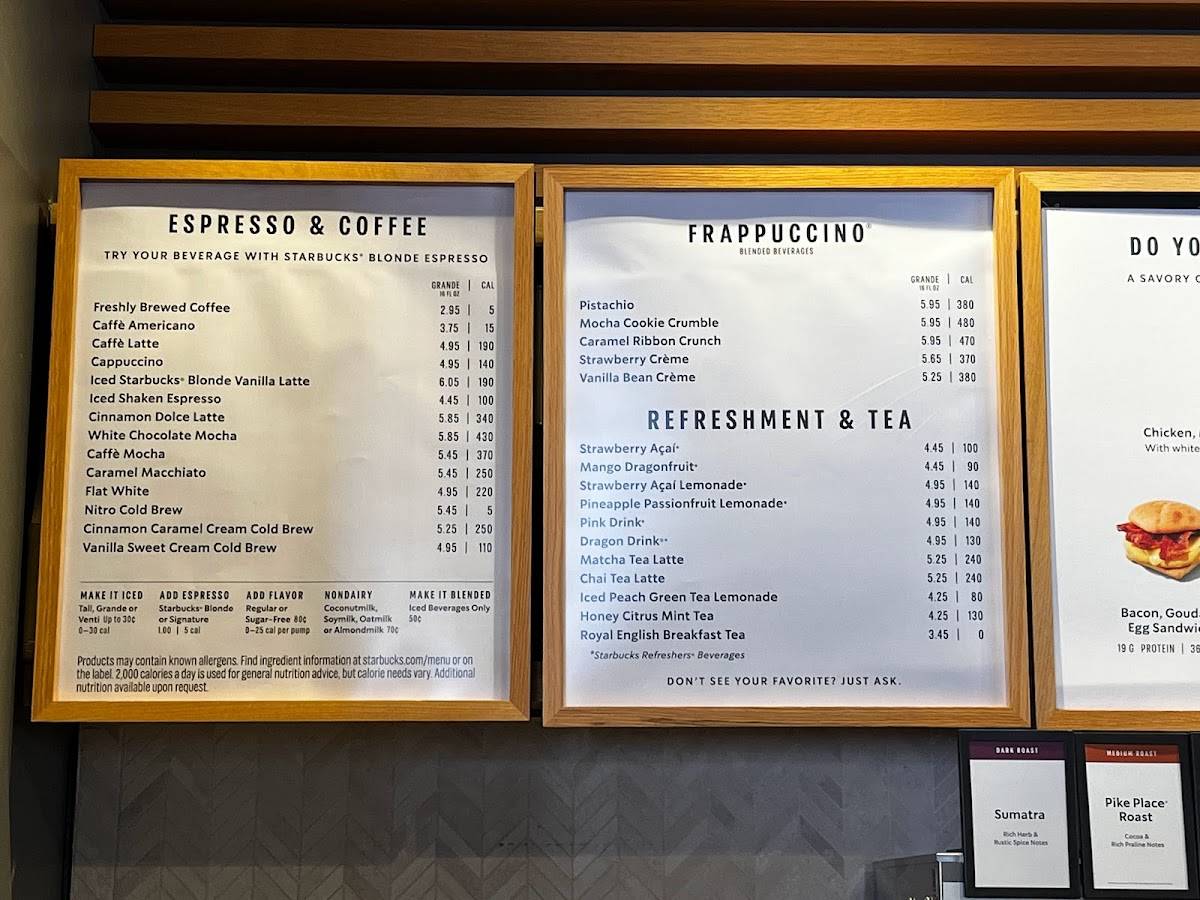 Starbucks Coffee Company меню
