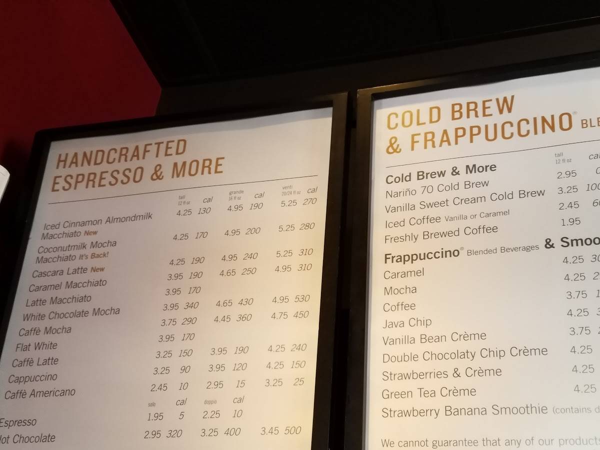 Starbucks Coffee Company меню