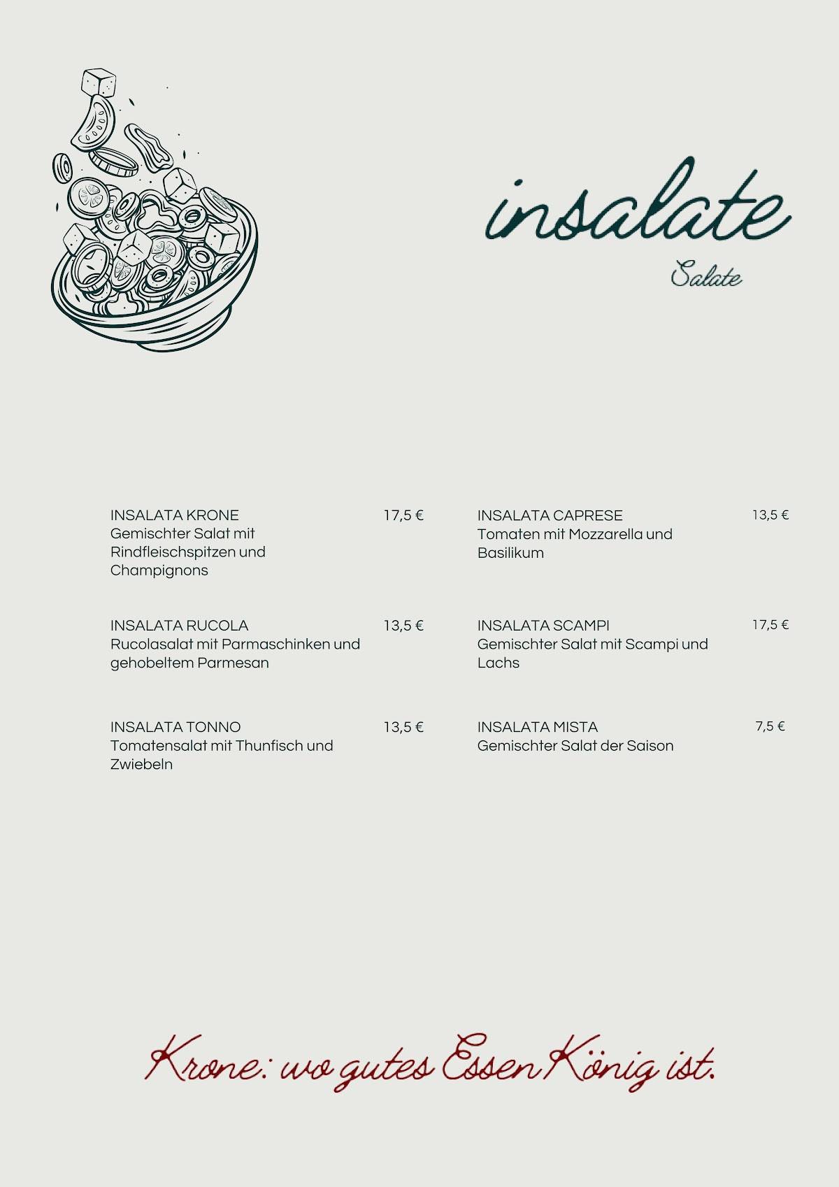 KRONE Trattoria-Pizzeria меню