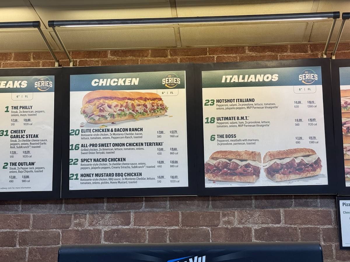 Subway меню