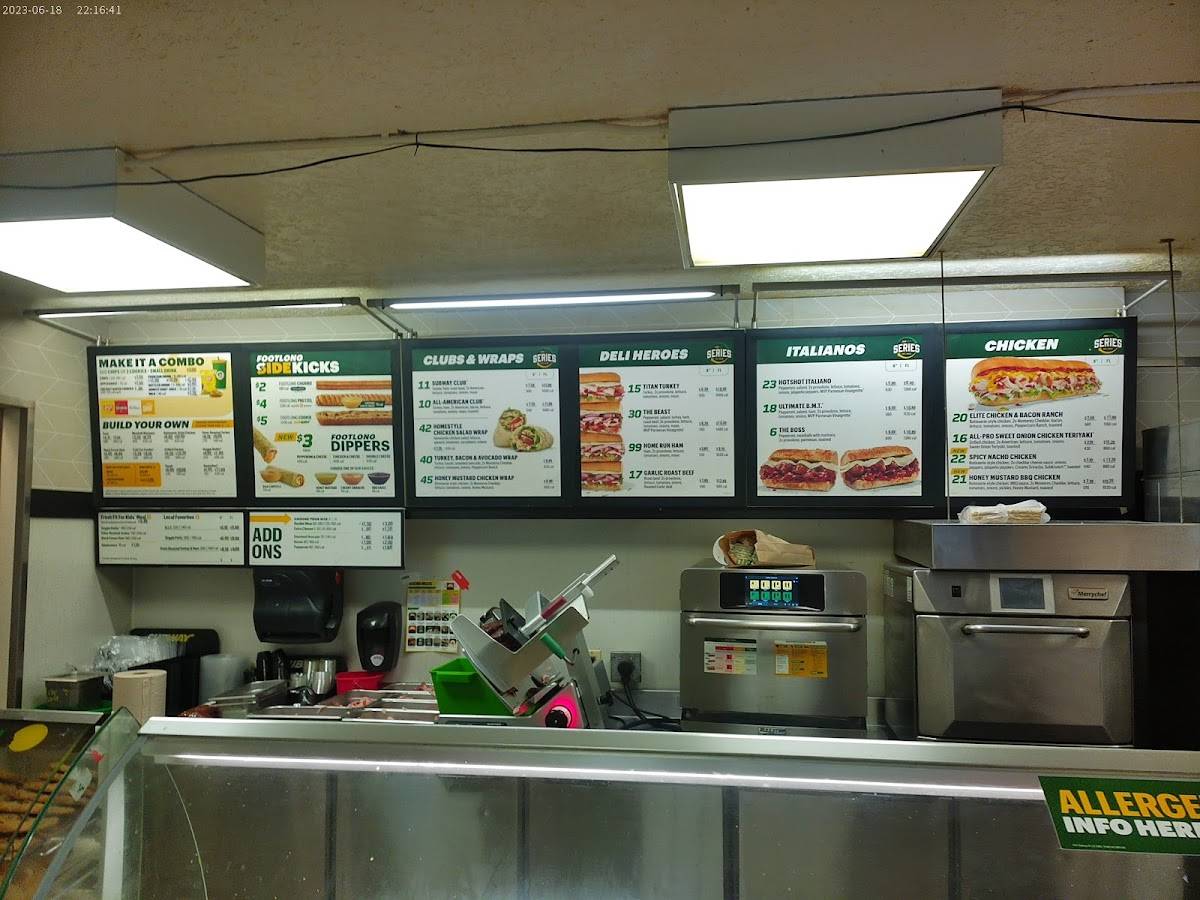 Subway меню