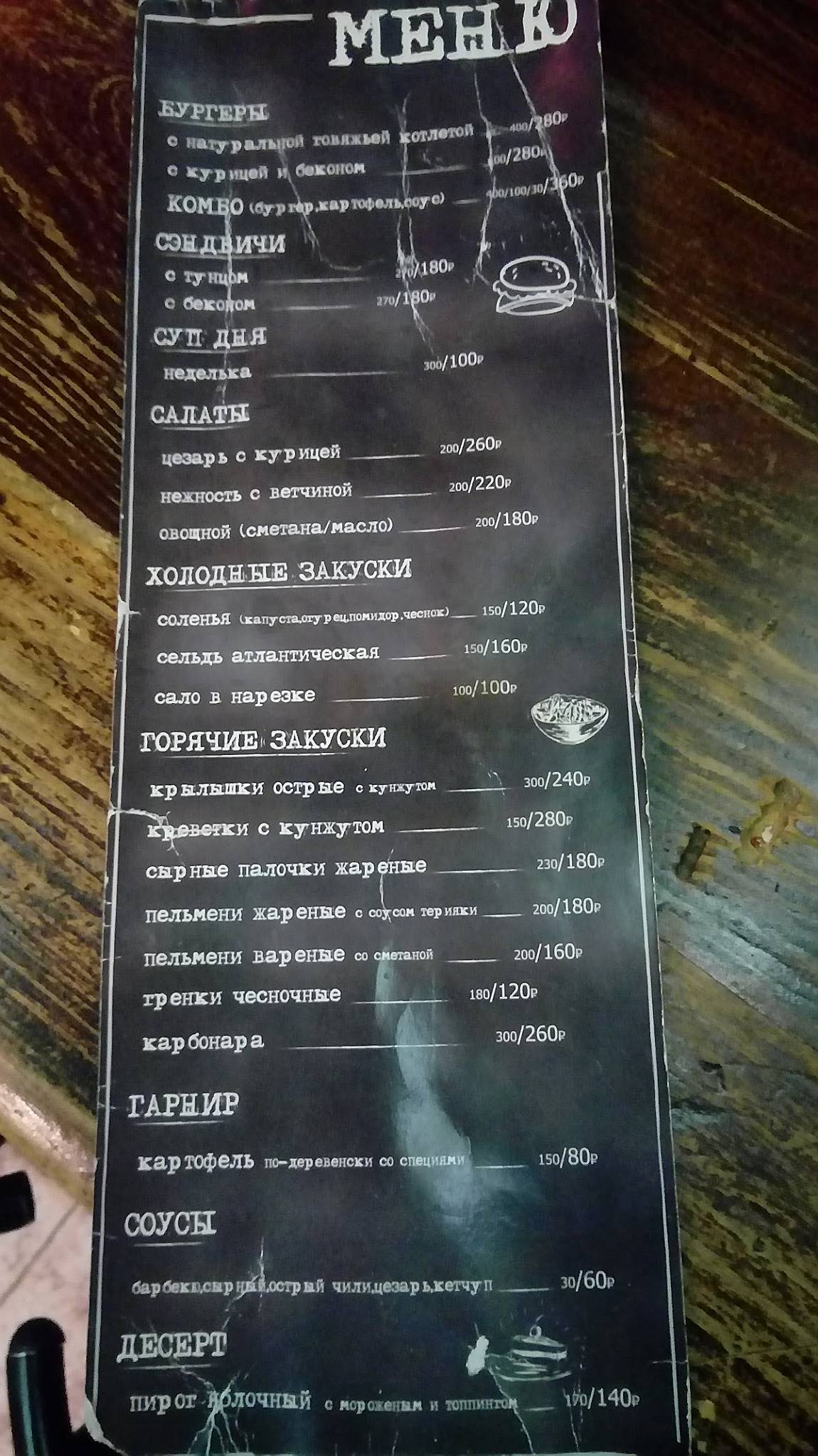 Сухой закон меню