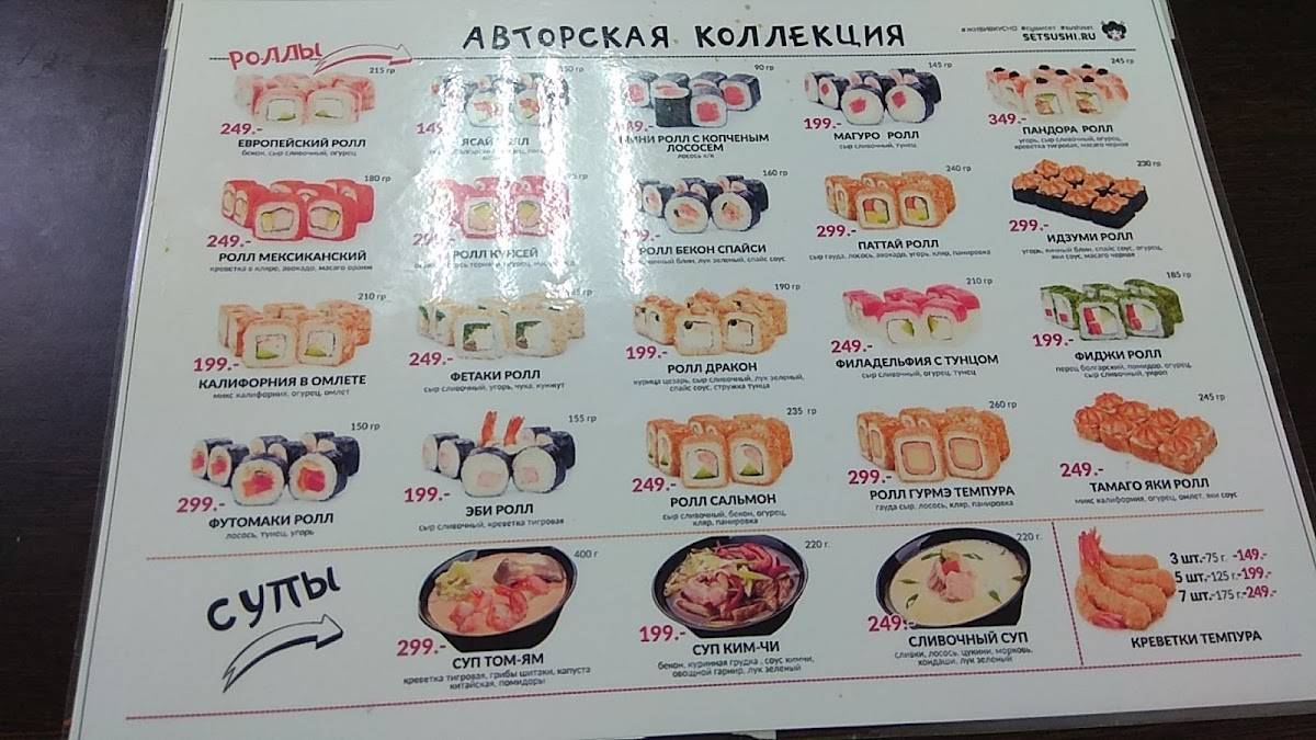 Сушисет меню