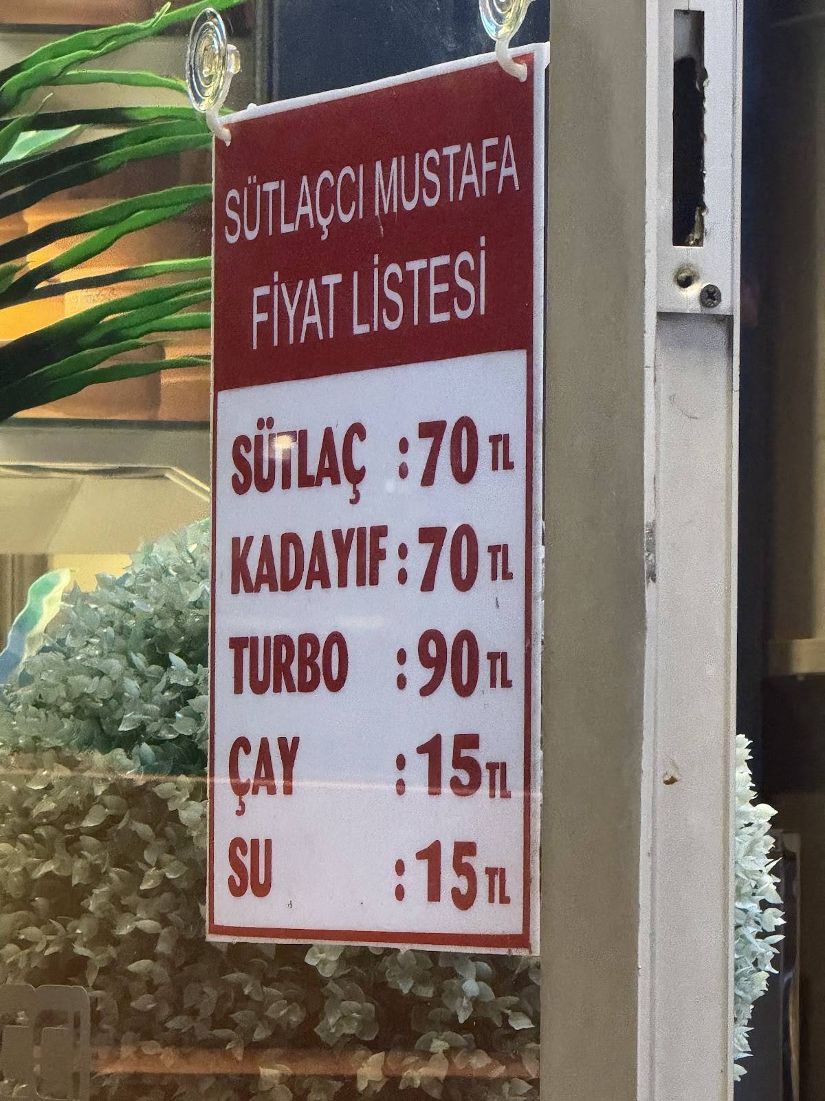 Sütlaççı Mustafa меню