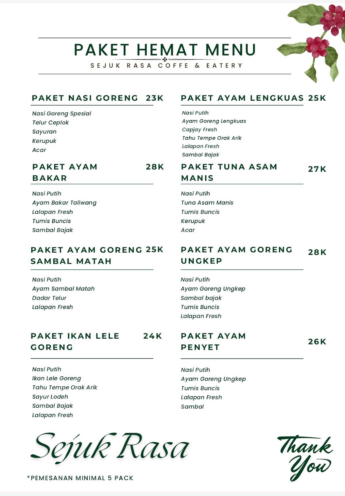 TAMAN RATU MAULIDYA меню