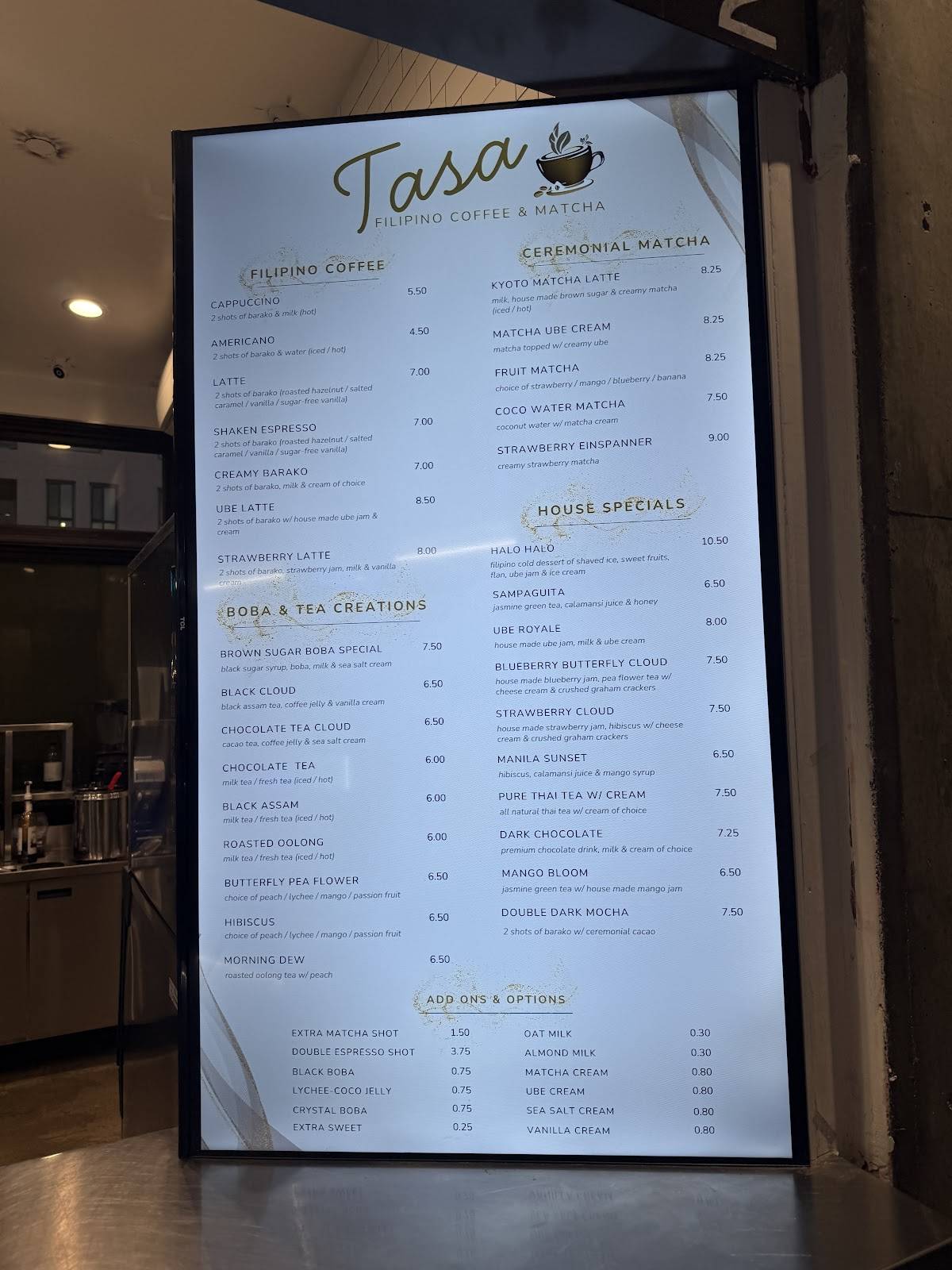 TASA Cafe Bar меню