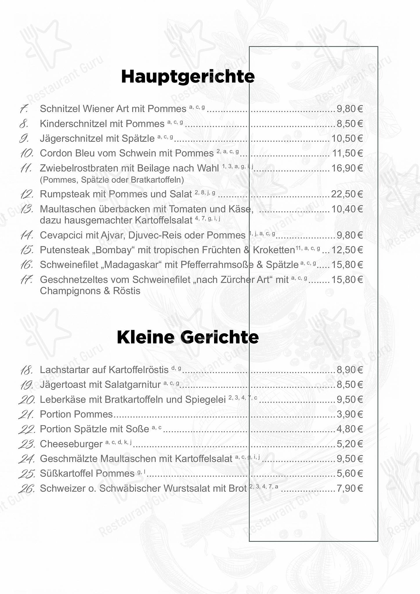 菜单 ресторана TC Rutesheim Club-Restaurant в Рутесхайме