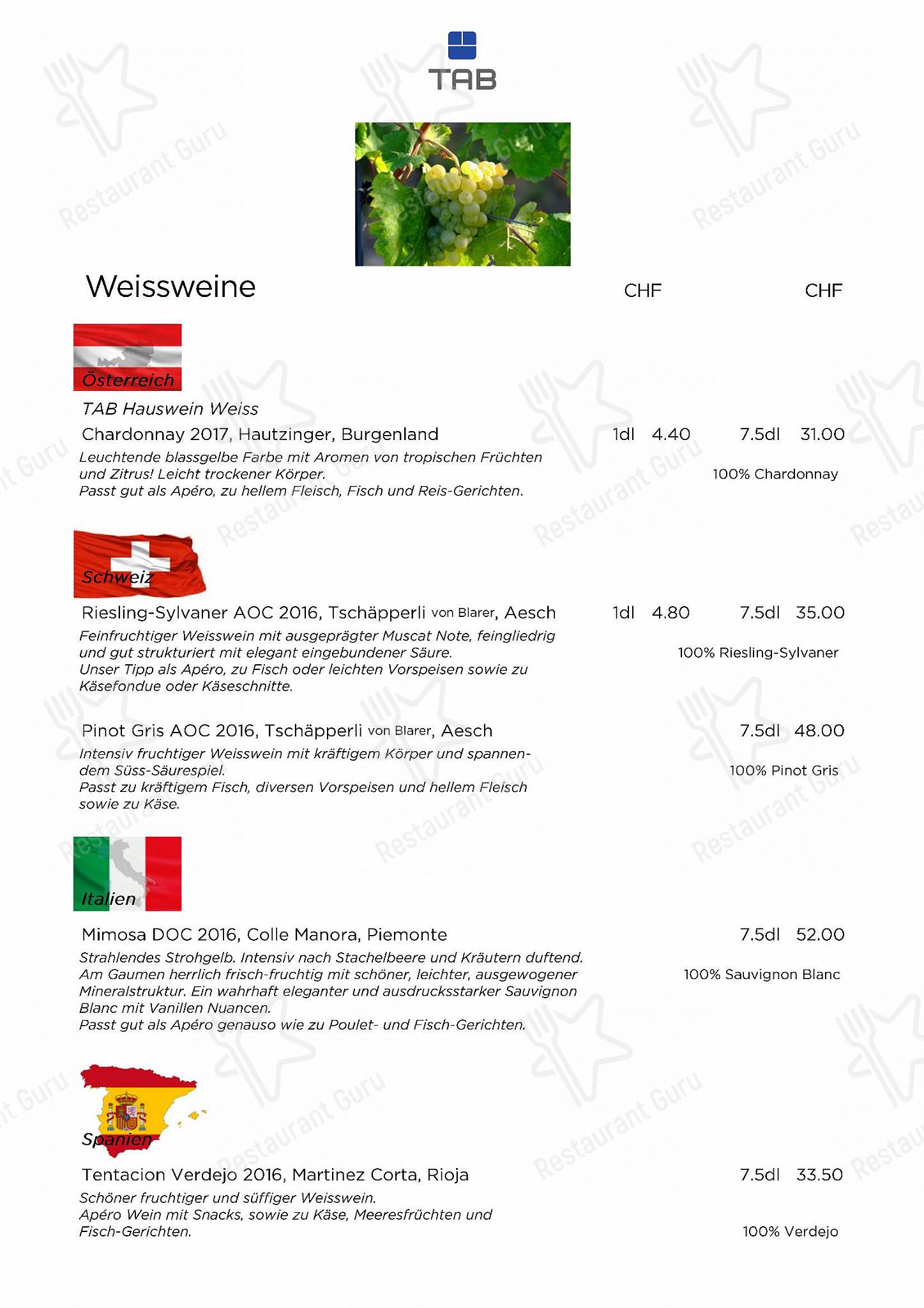 Wine Menu Sportcenter TAB в Эше