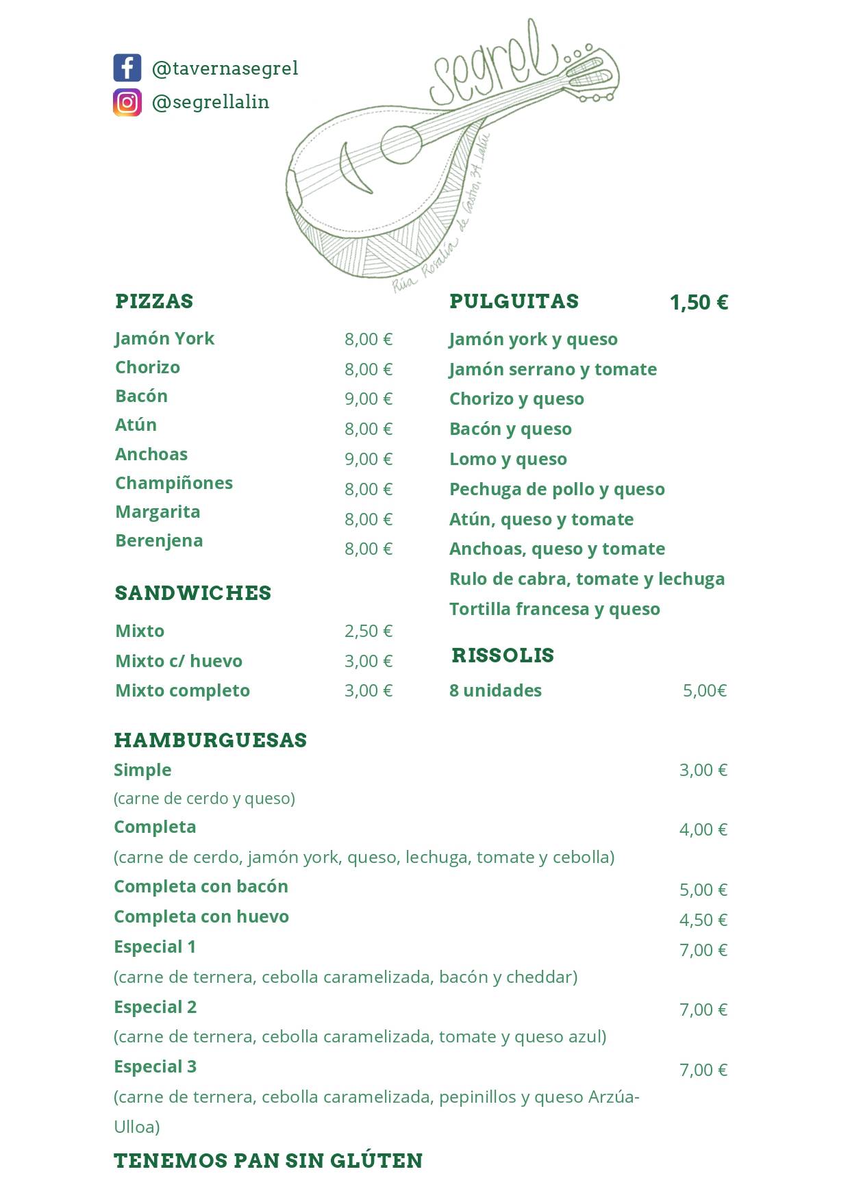 Taberna Segrel меню
