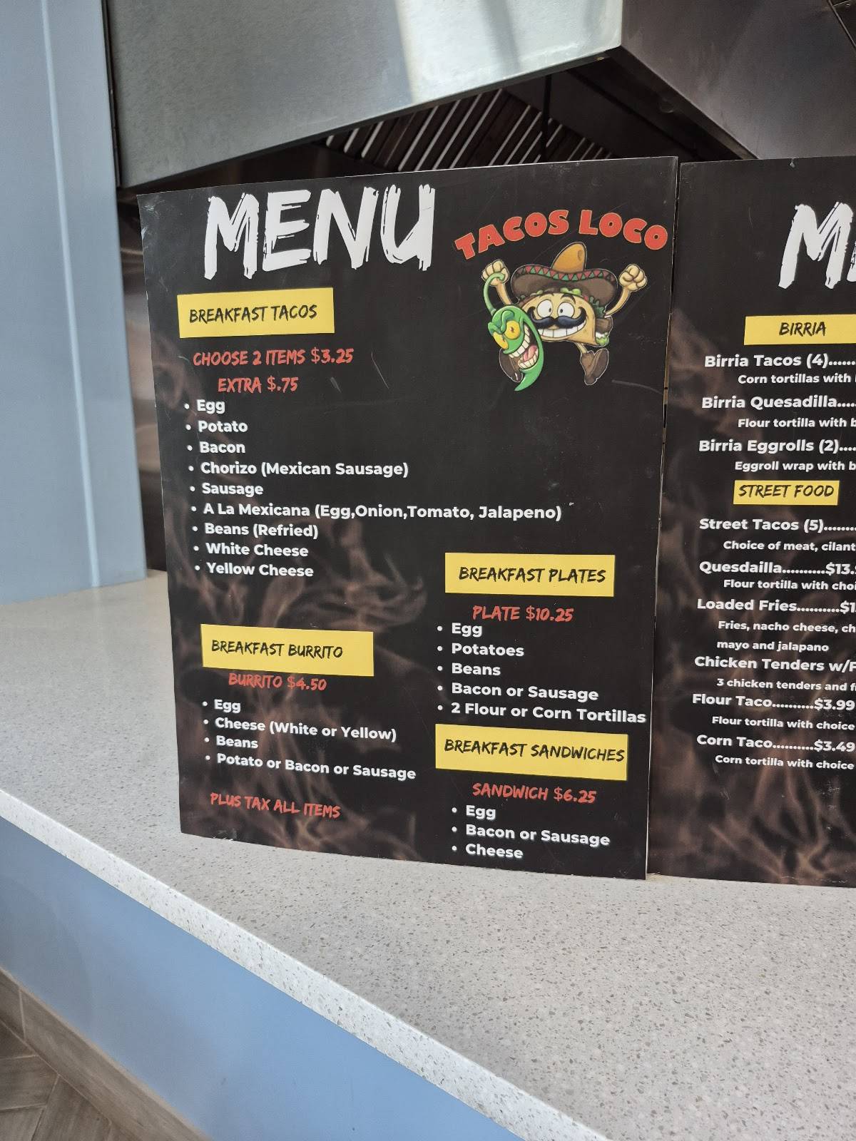 Tacos Loco меню