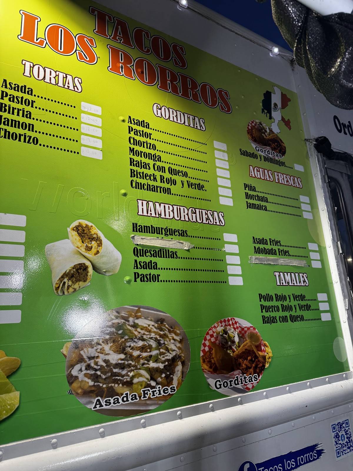 Tacos Los Rorros меню