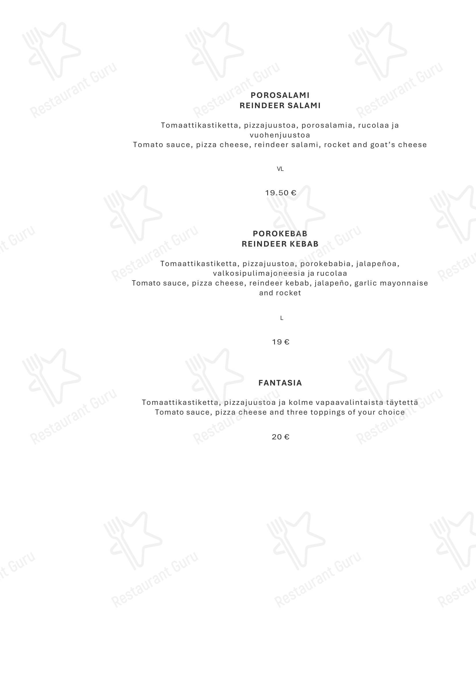 Меню напитков ресторана Takka Restaurant в Муонио