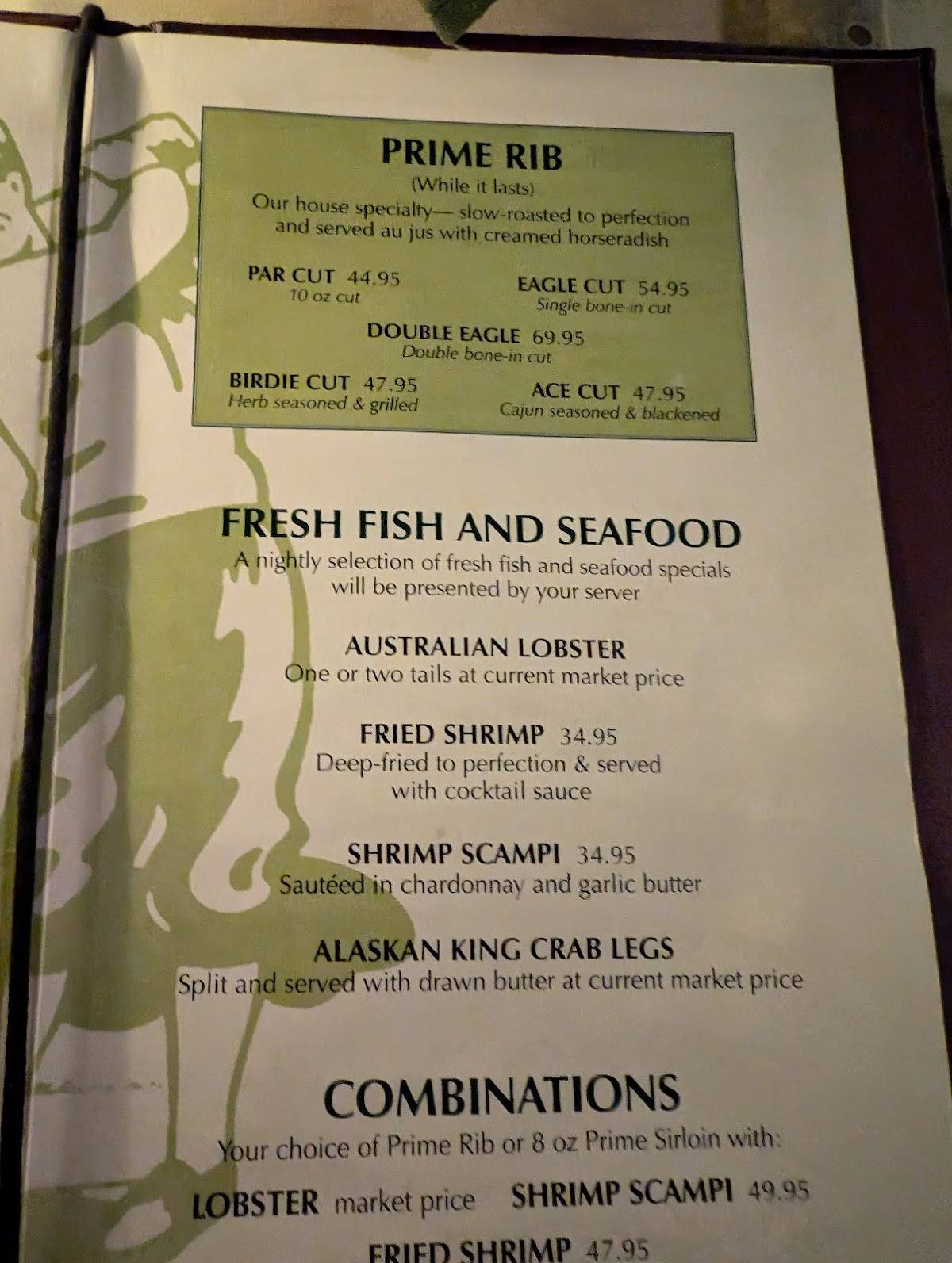Tee-Off Restaurant and Lounge меню