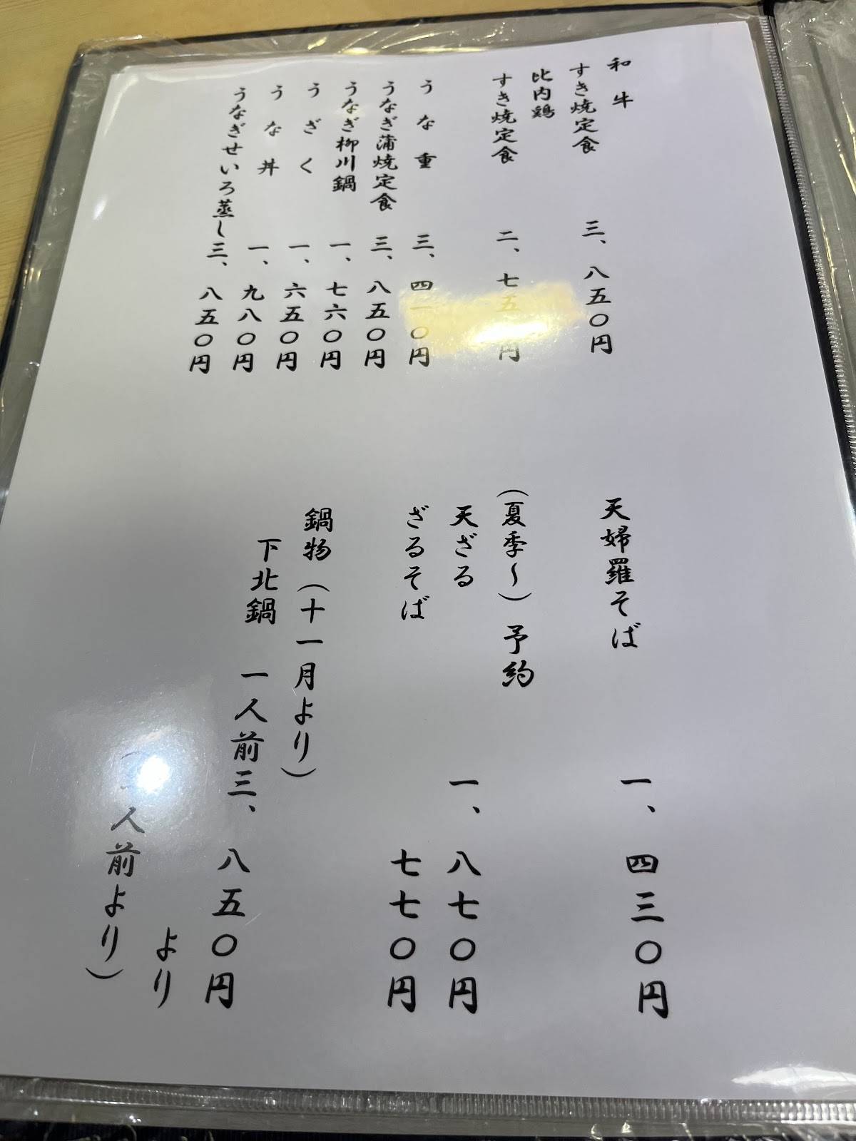 Tenichi меню