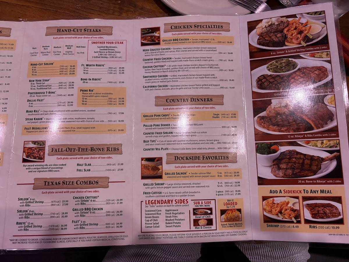 Texas Roadhouse меню
