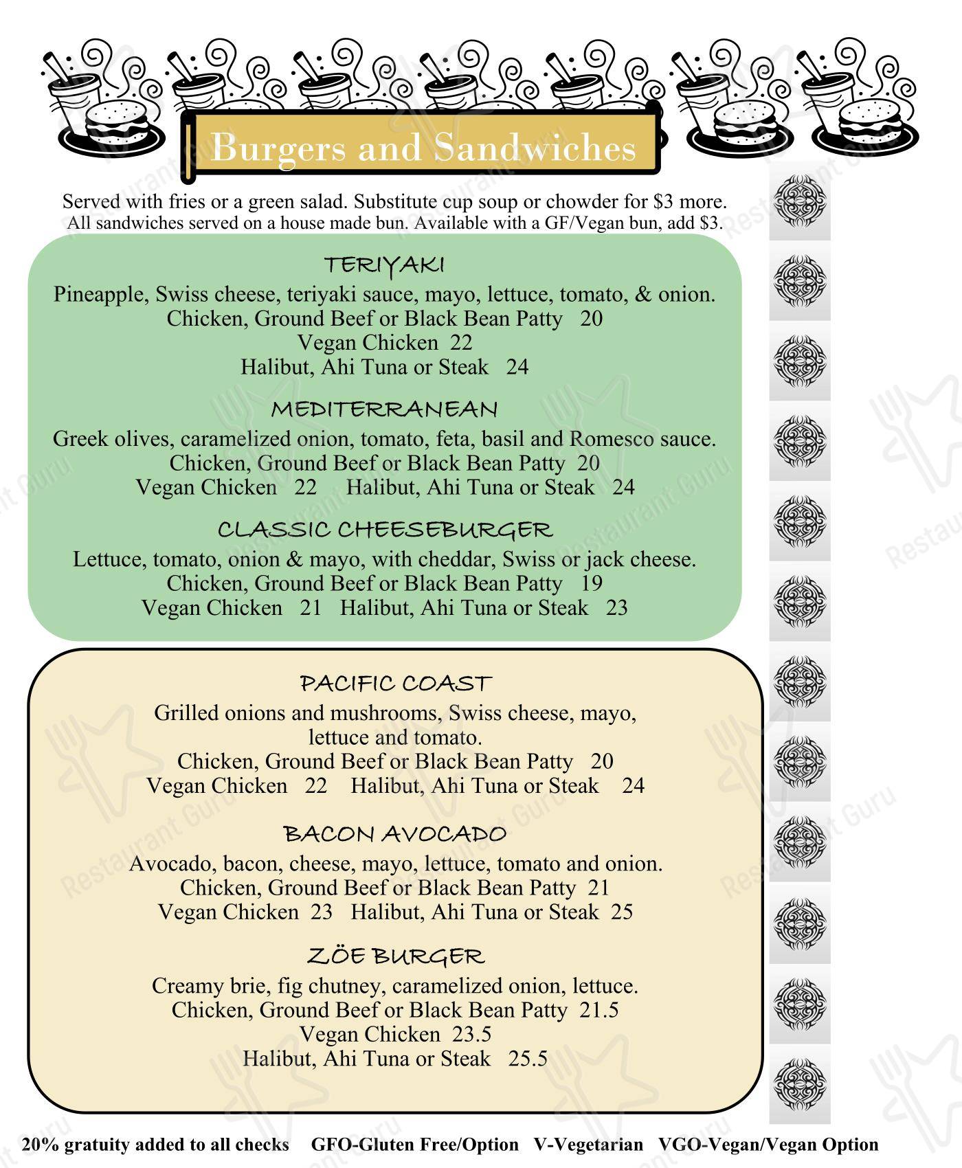 Меню ресторана The Drift Inn Hotel and Restaurant - Ночное меню