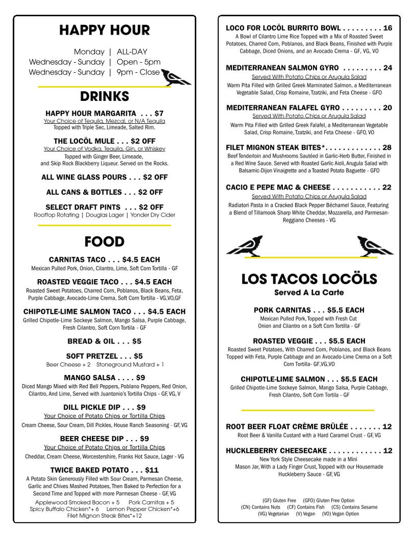 The Locöl Kitchen & Bar меню