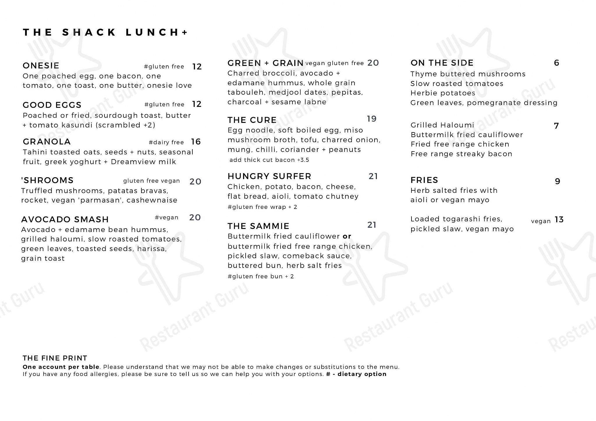 At Home Catering Menu кафе The Shack
