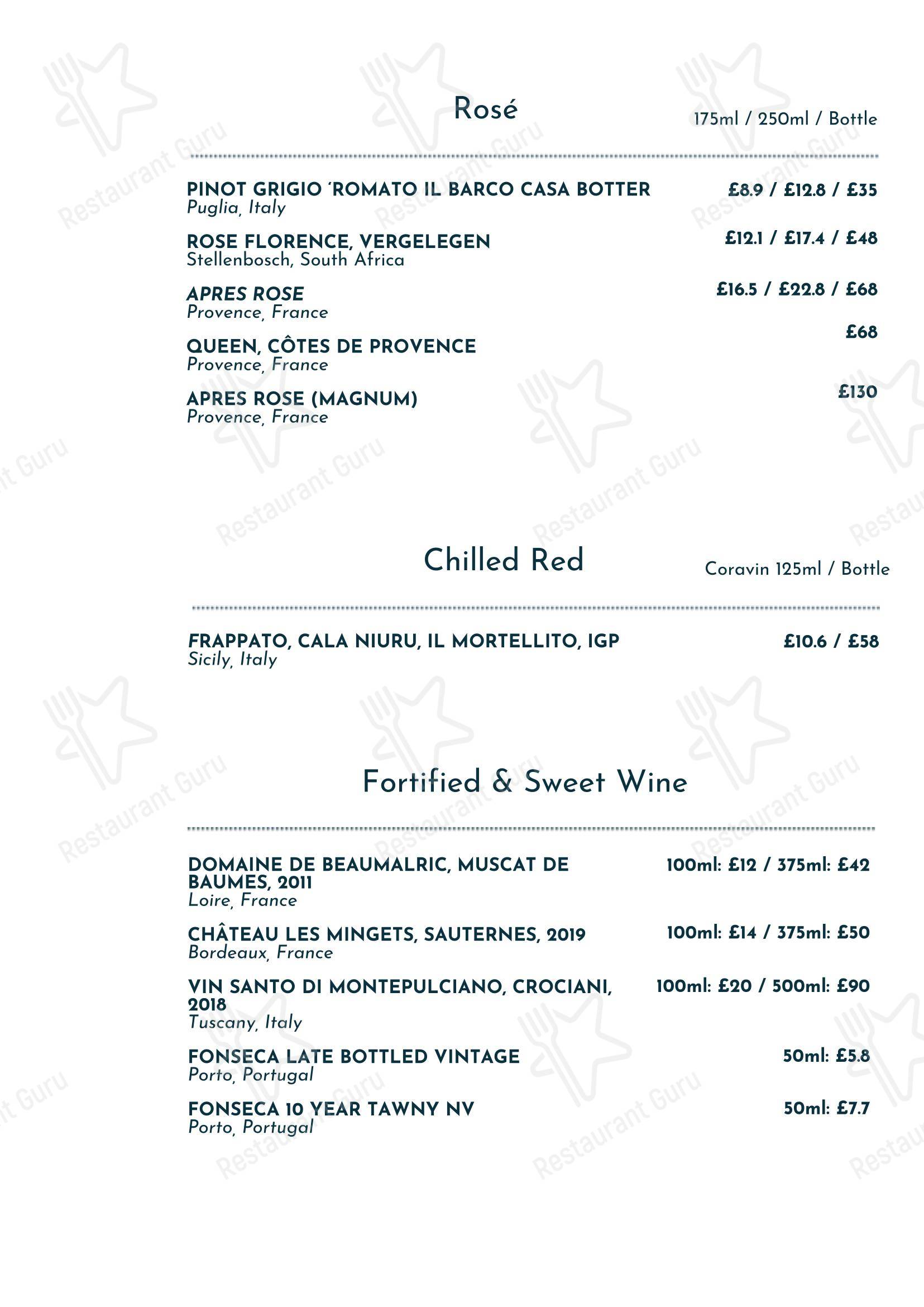 Wine Menu паба и бара The Shurlock Inn