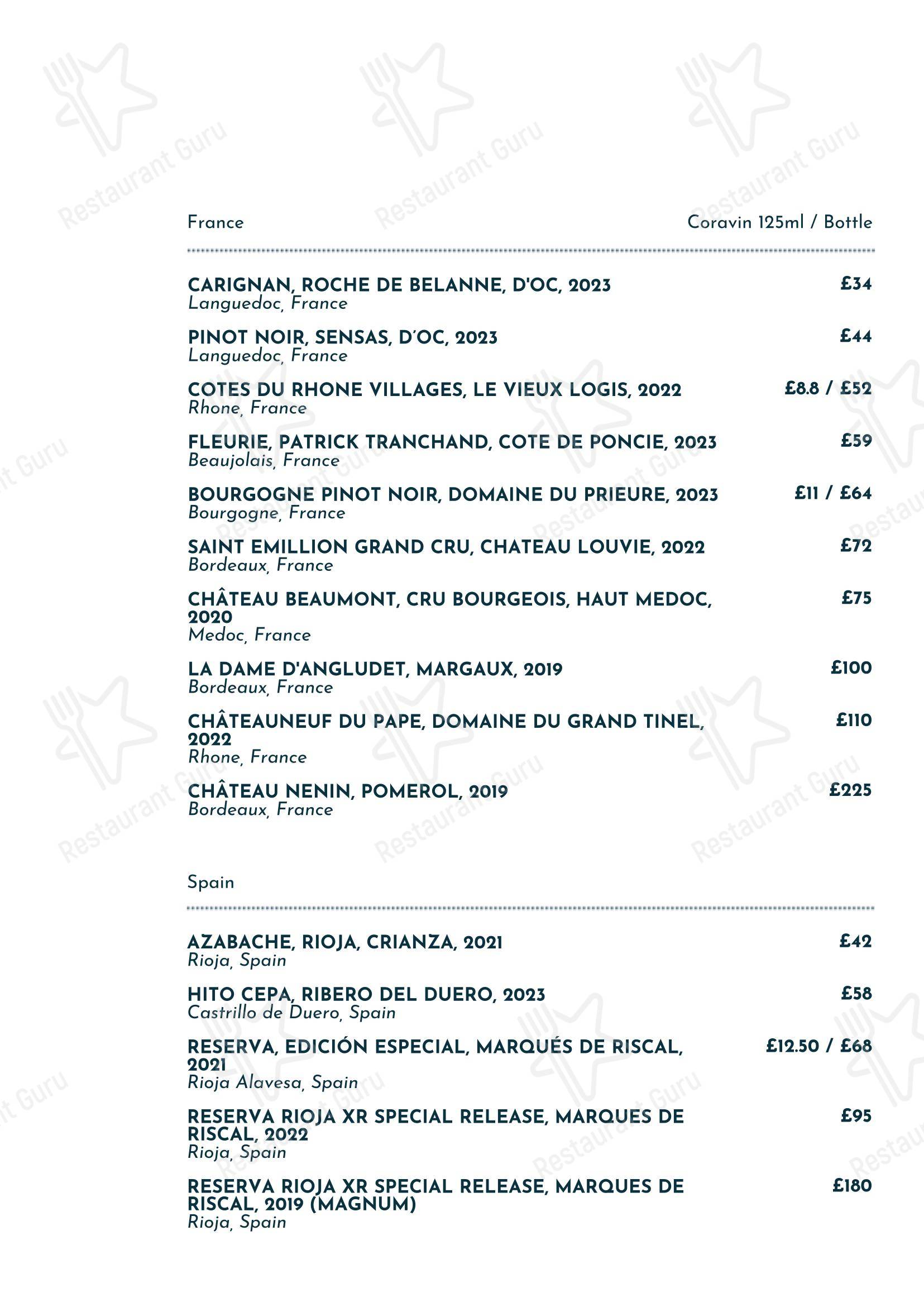 Меню паба и бара The Shurlock Inn - Wine Menu