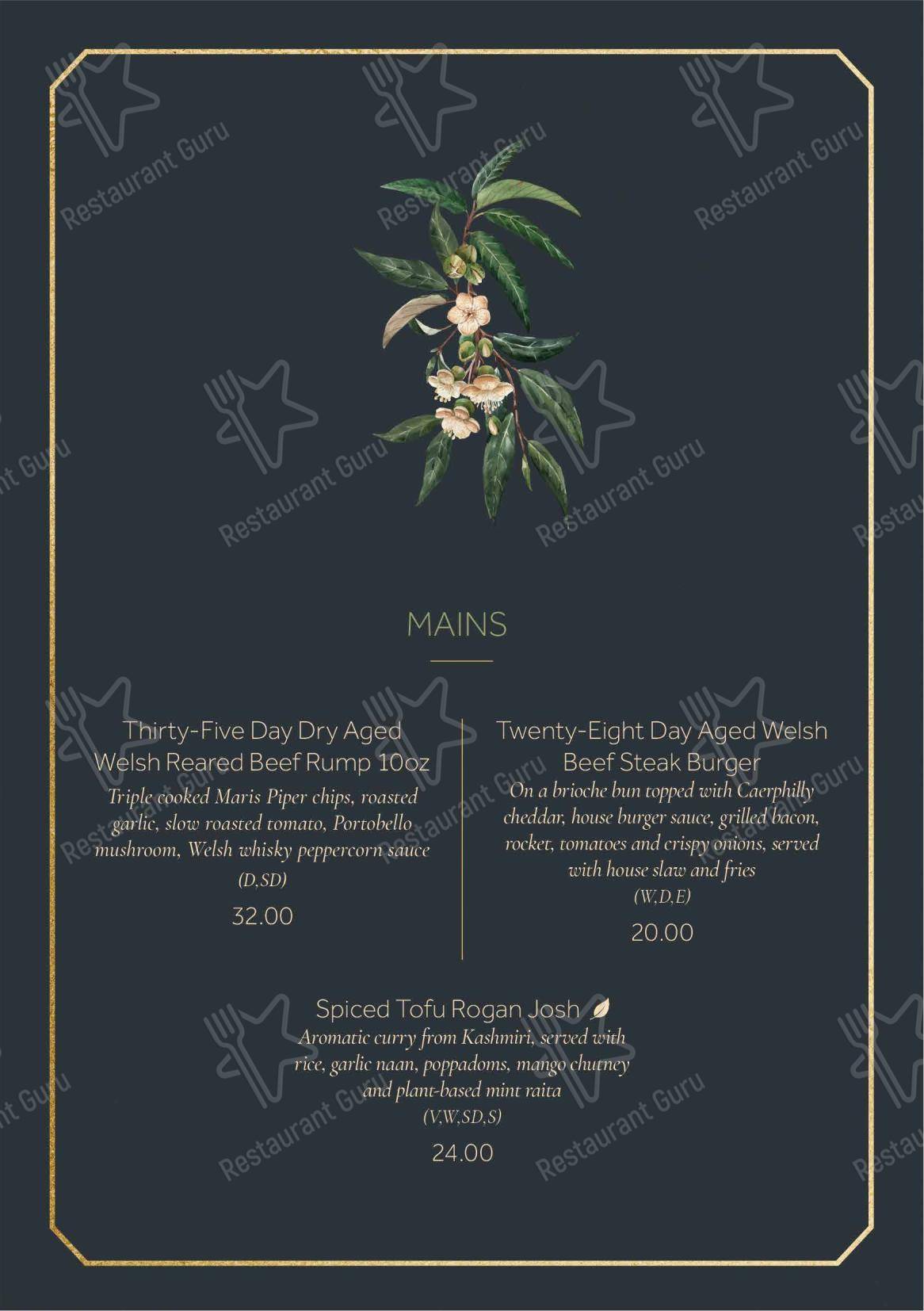 Dessert Menu ресторана The Sorting Room Restaurant