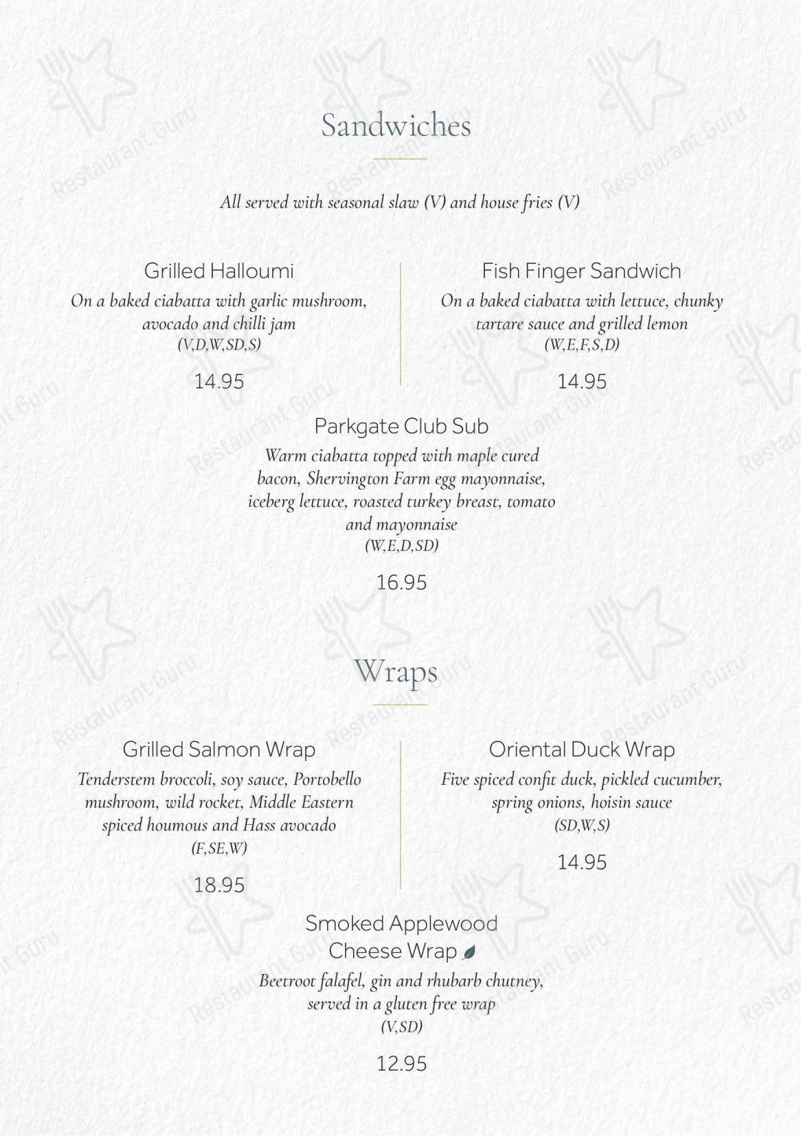 Коктейльная карта ресторана The Sorting Room Restaurant