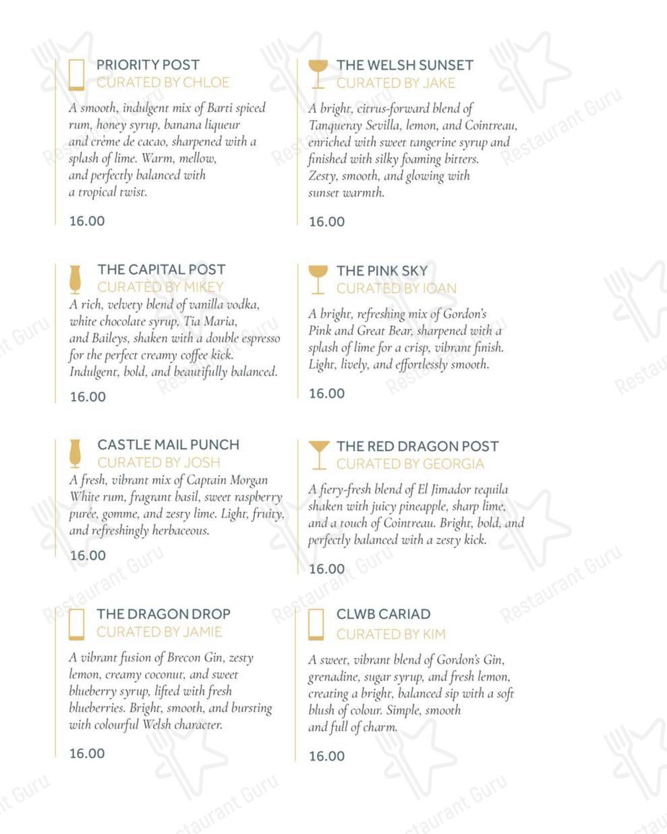 Wine Menu ресторана The Sorting Room Restaurant